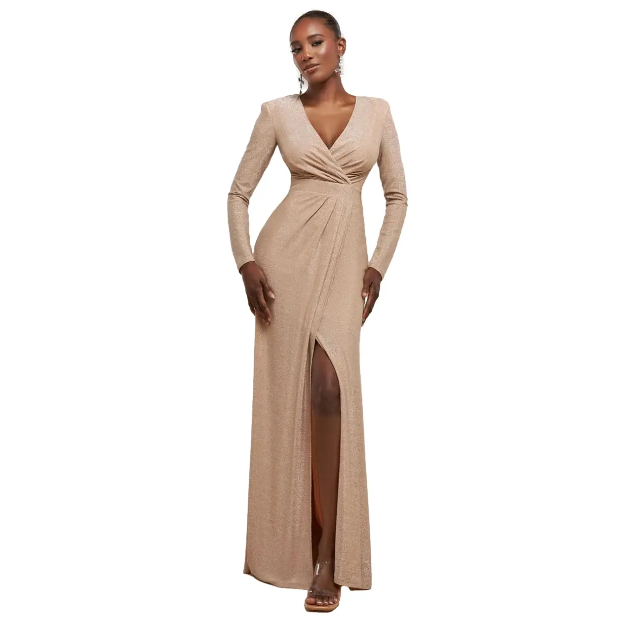 5056120279746 - Damen Lurex Wickelkleid Maxi