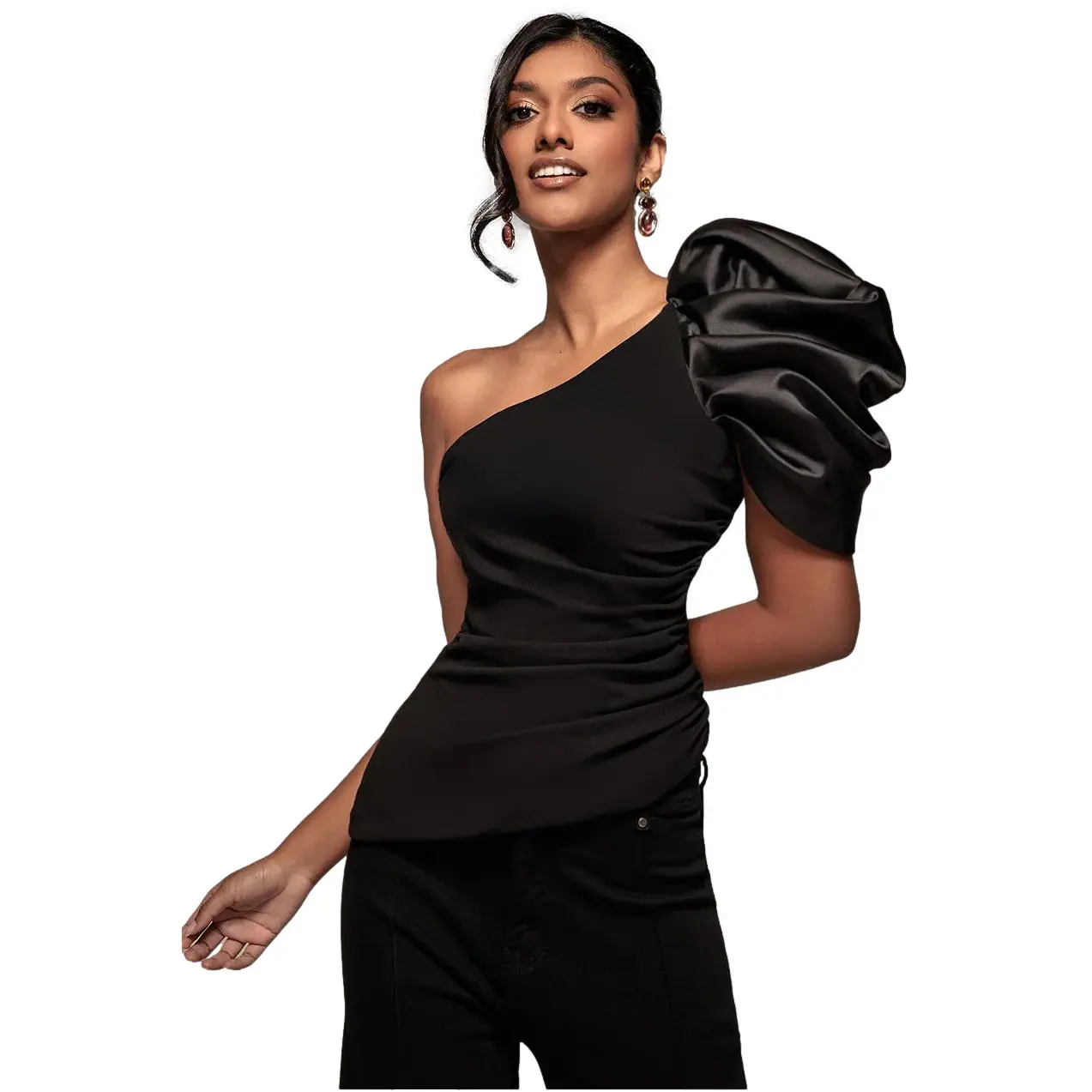 5060395819934 - Damen-Top One Shoulder Asymmetric Scuba