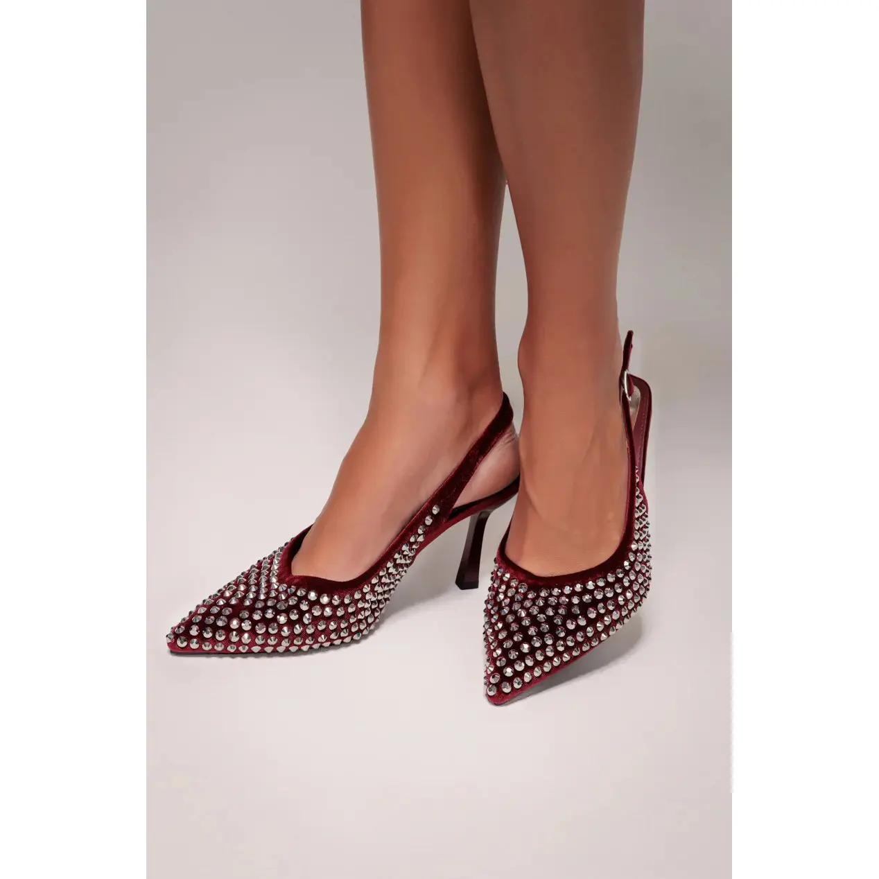 Scarpe con tacco a listino in strass donna