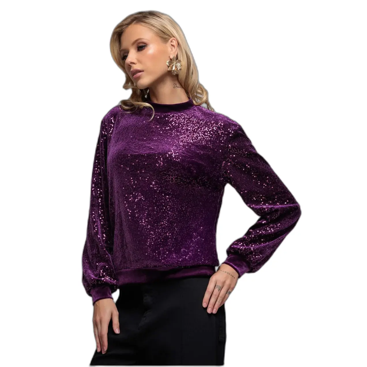 Velours-Pull Damen Goddiva Sequin Velvet
