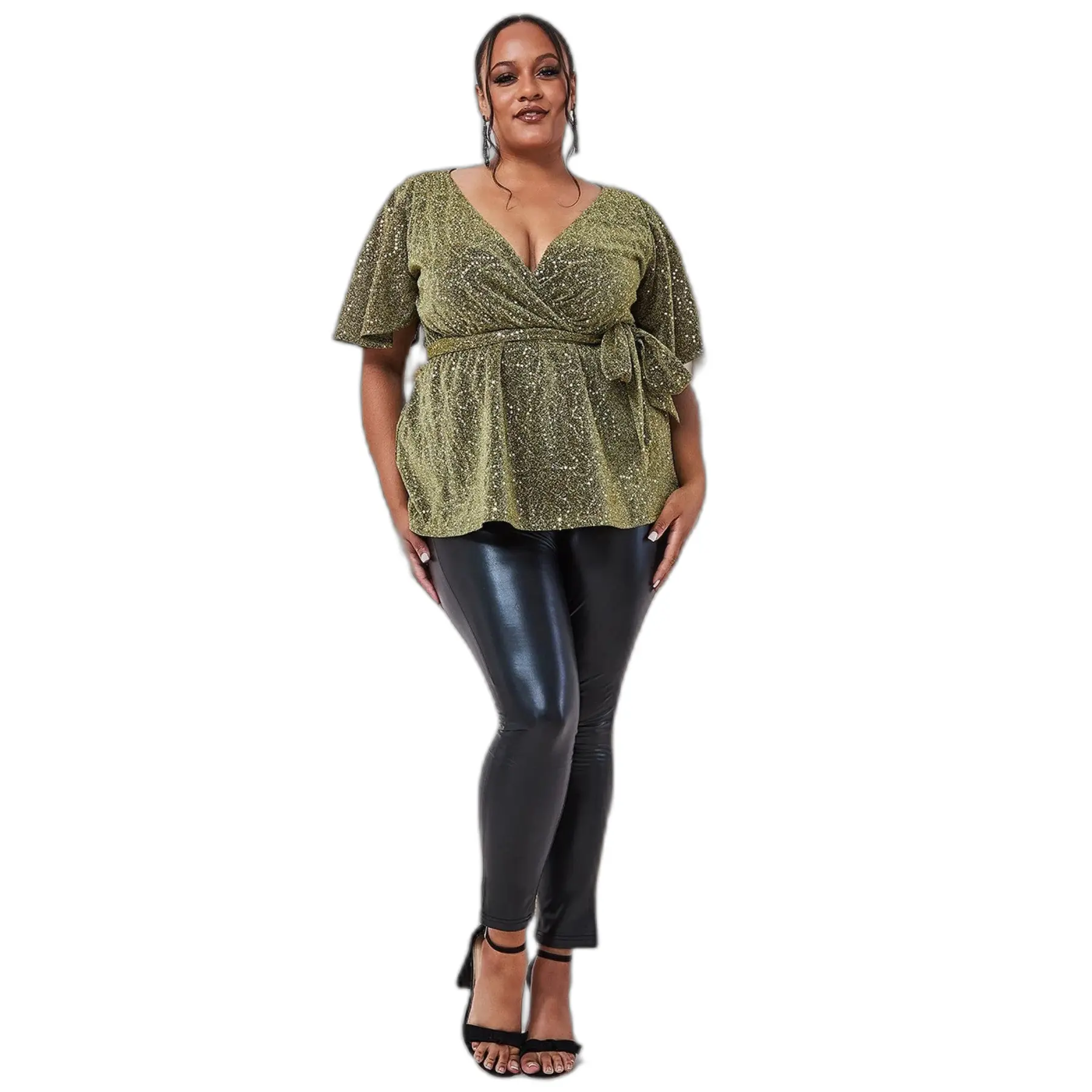 Women's top Goddiva Lurex Flutter