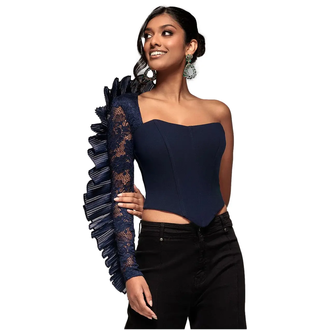 Asymmetrischer Korsett mit Falten, Rüschen für Damen Goddiva