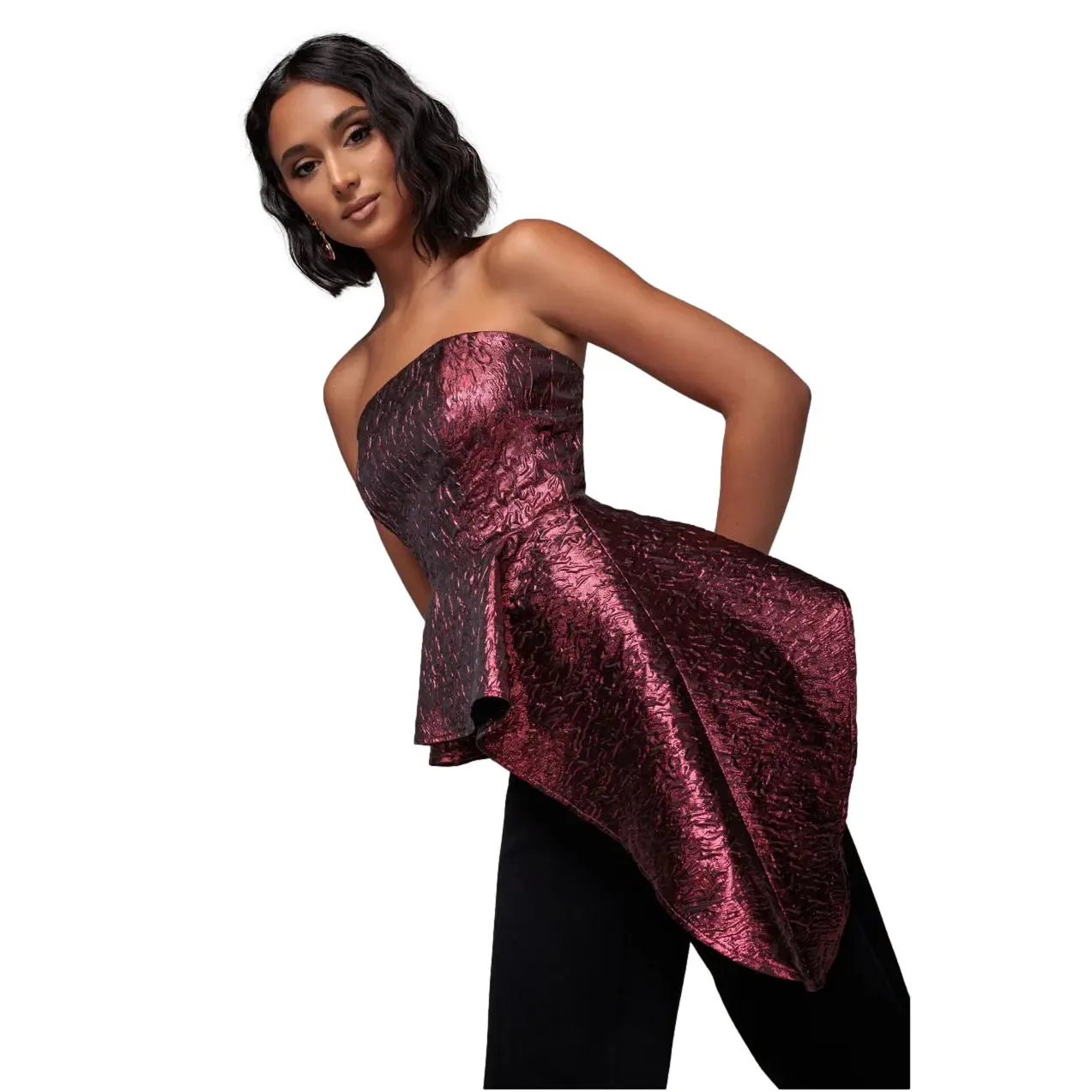 Image of Asymmetrisches Bustier mit Basque für Damen Goddiva Jacquard