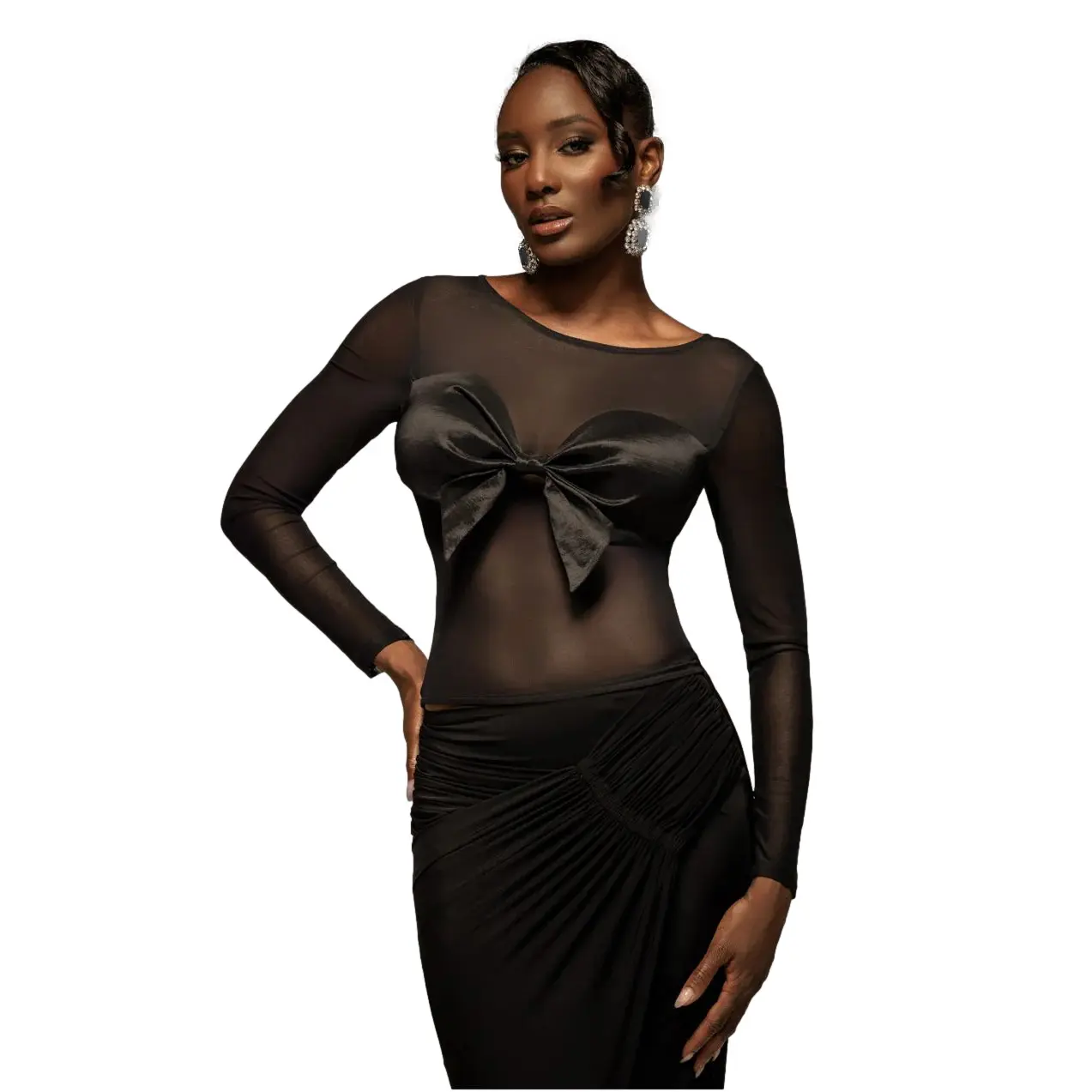 Image of Körperbetontes Kleid mit Fliege Damen Goddiva Taffeta