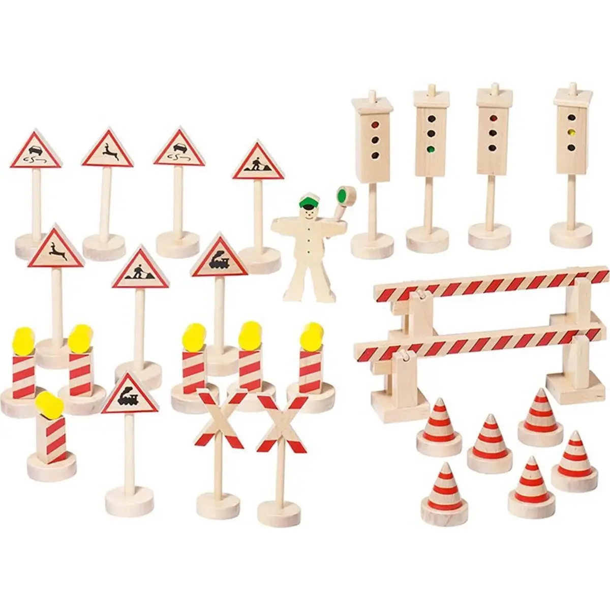 4013594383806 - Wooden Traffic Sign Set 29 pcs