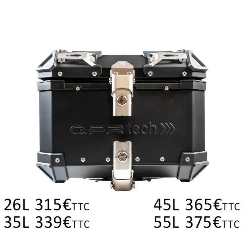 Aluminium Motorradtasche mit universeller Plakette inklusive GPR Tech