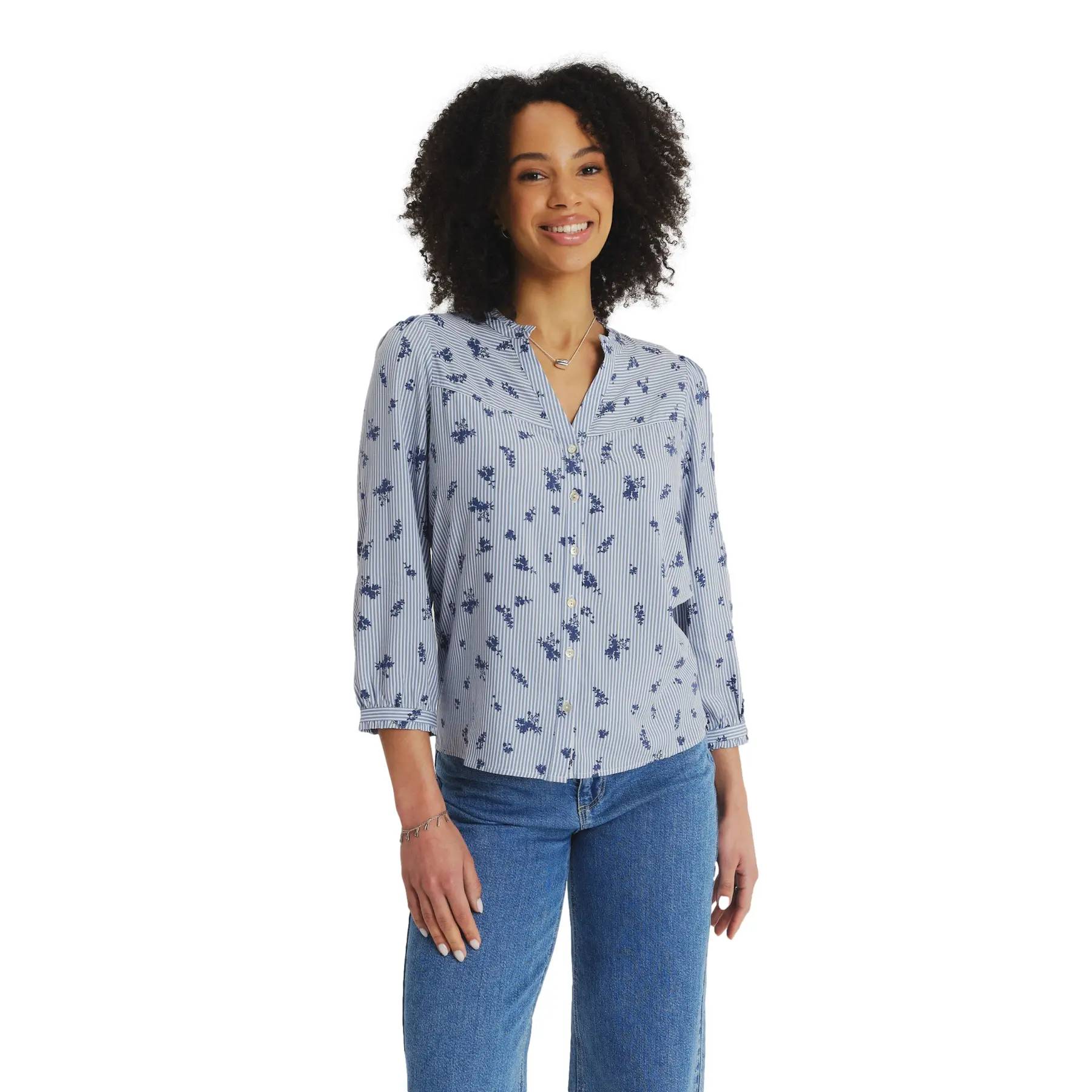 Image of Damen 3/4-Ärmel gestreifte Bluse Greenpoint Regular January