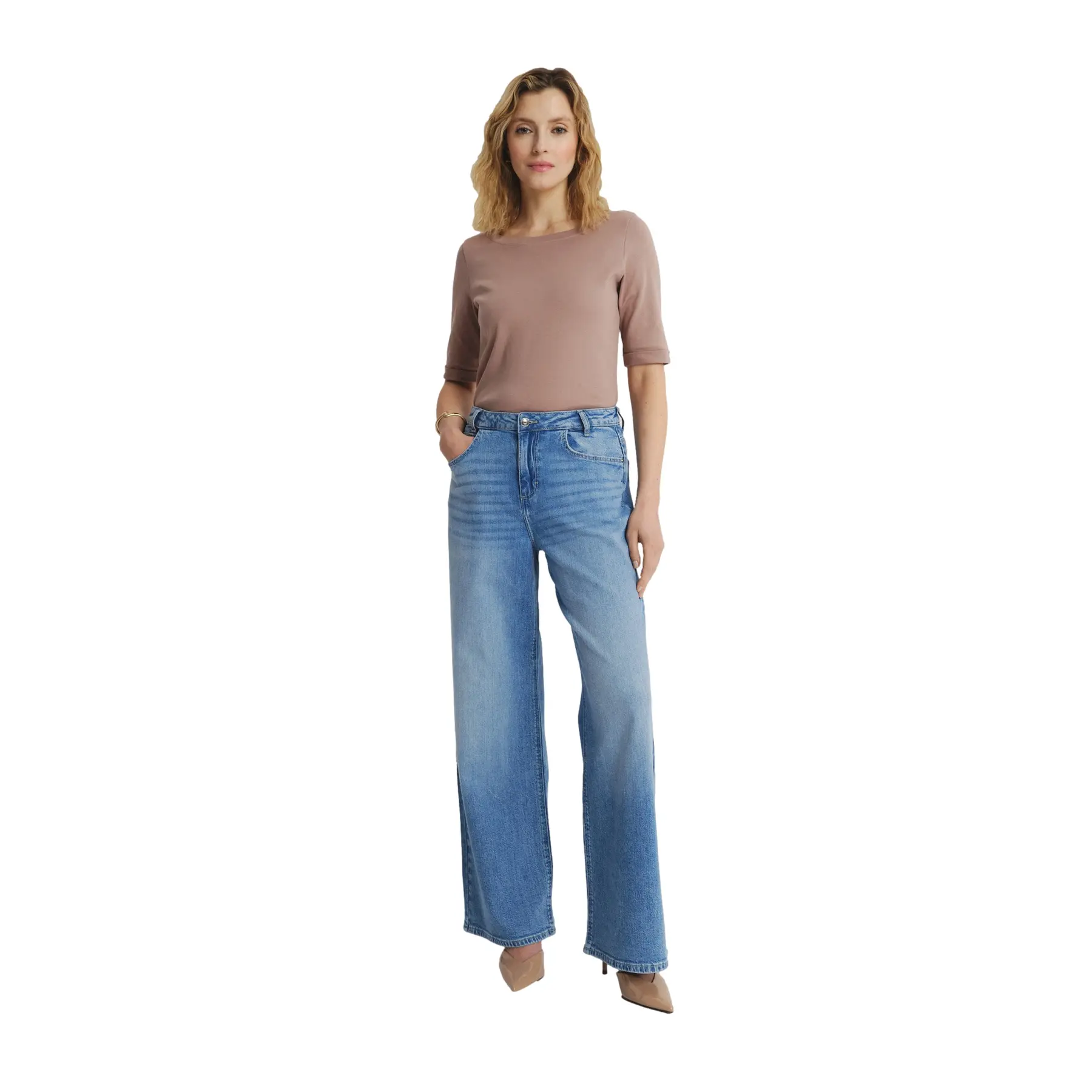 Jeans Wide Leg Baumwolle Damen Greenpoint Regular January