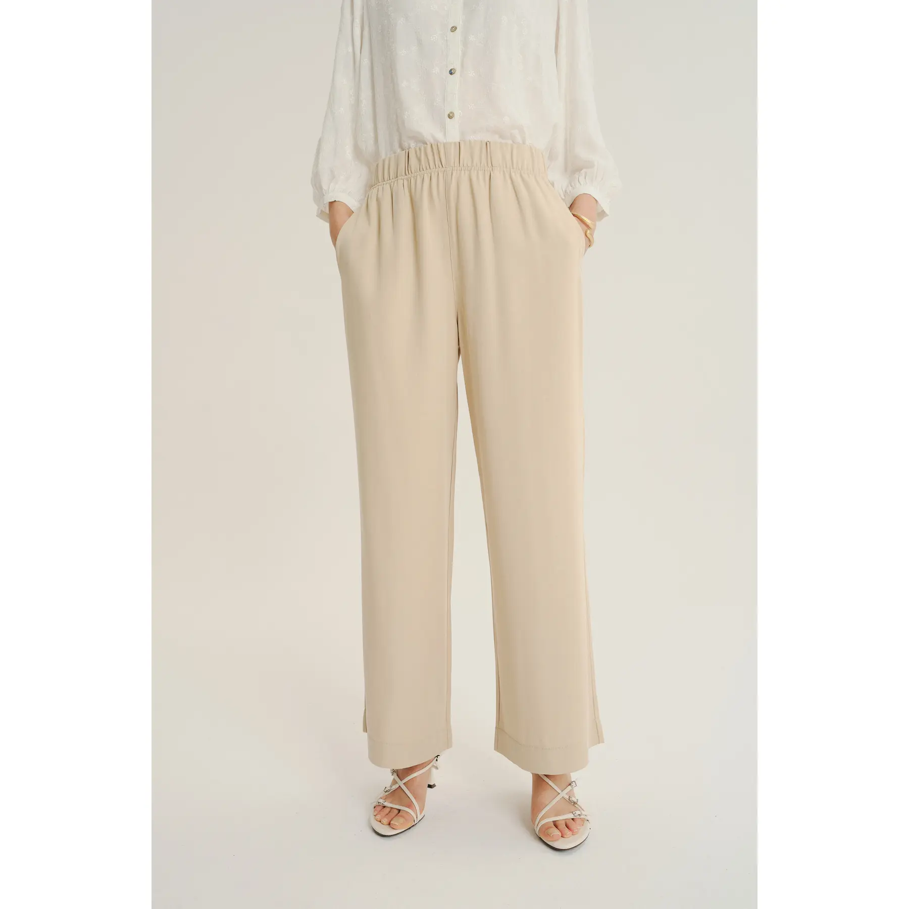 Pantalone ampio con vita elastica donna  Regular March