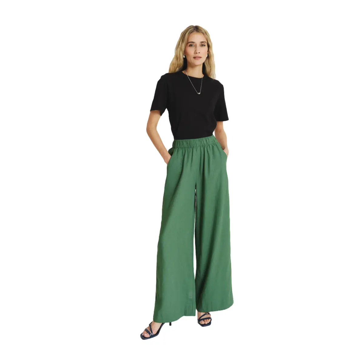 Pantalone Wide Leg in lino e viscosa donna  Regular April