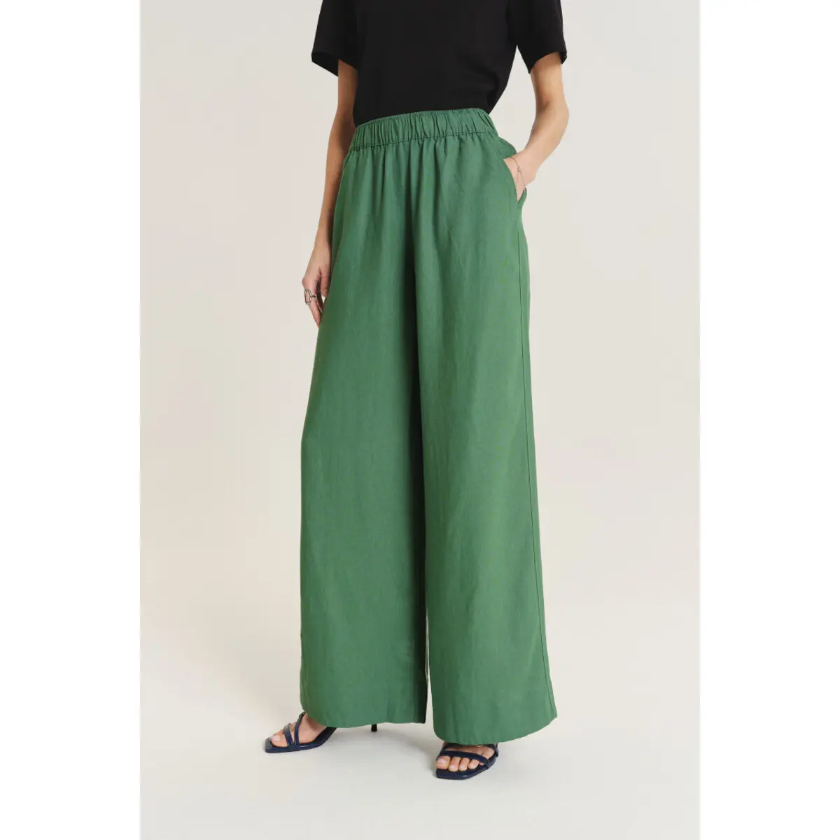 Pantalone Wide Leg in lino e viscosa donna  Regular April