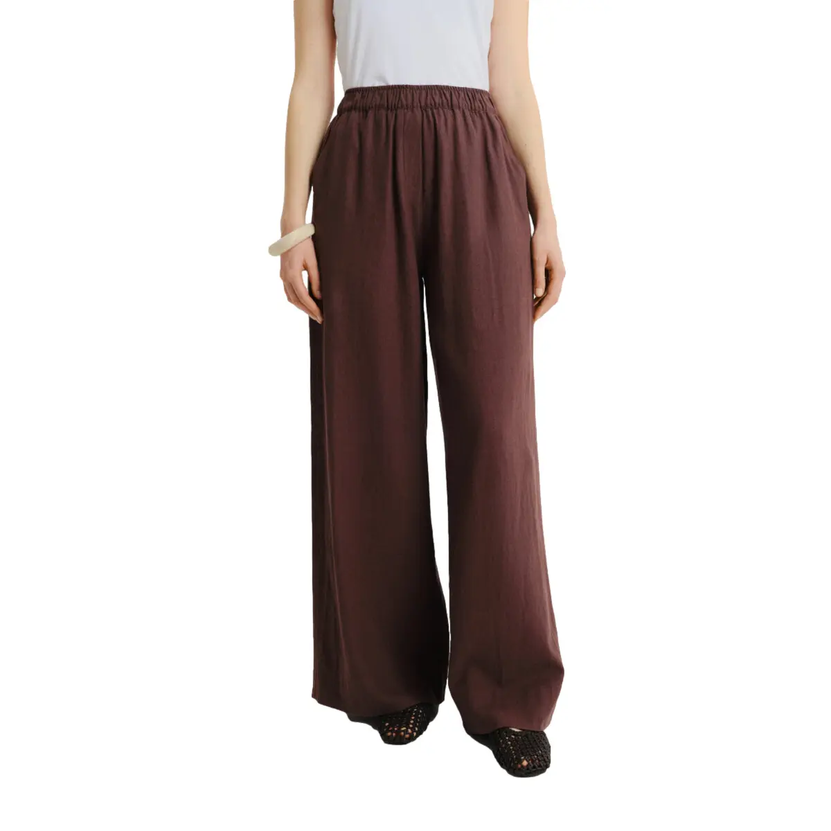 Pantalone Wide Leg in lino e viscosa donna  Regular April