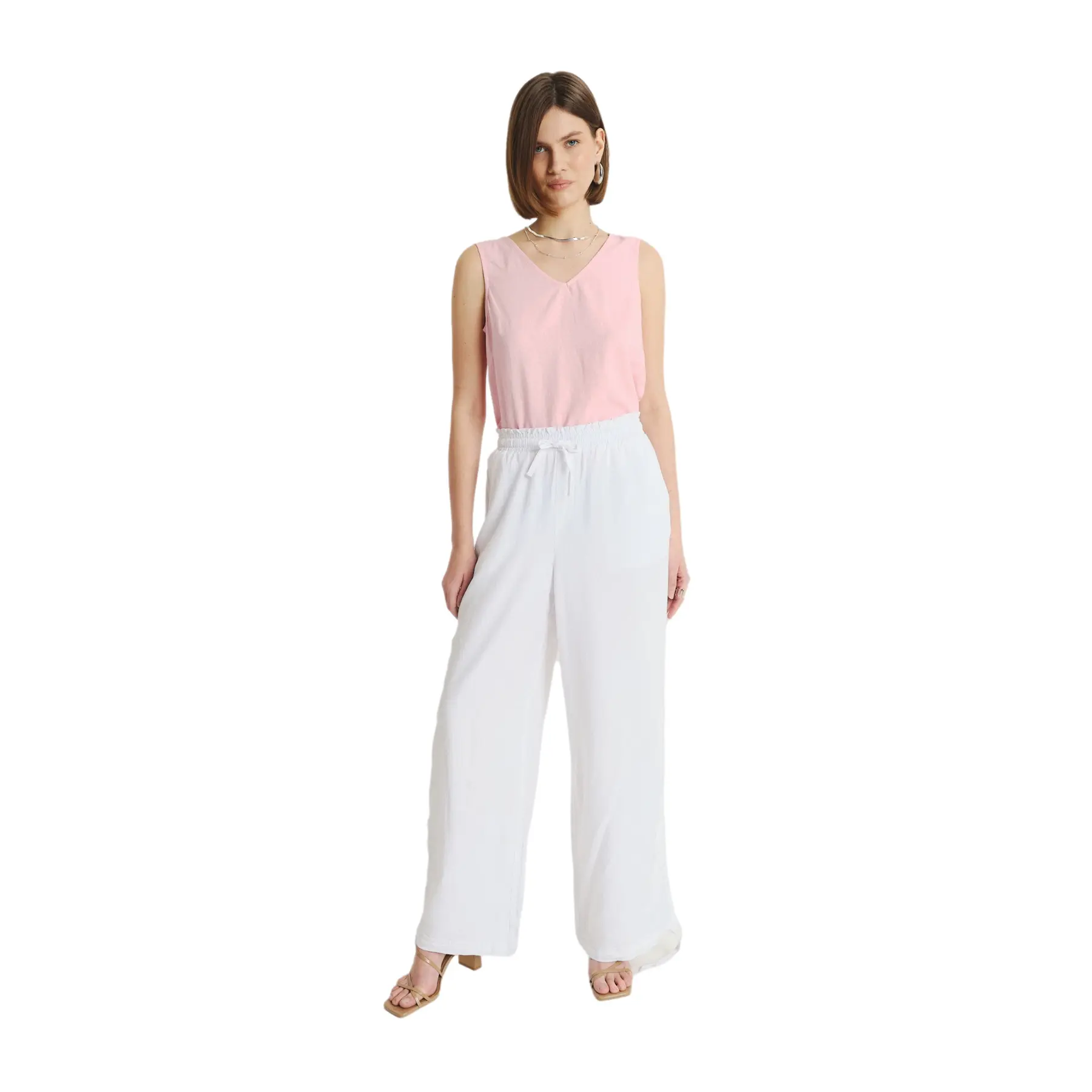 Pantalone in lino e viscosa donna