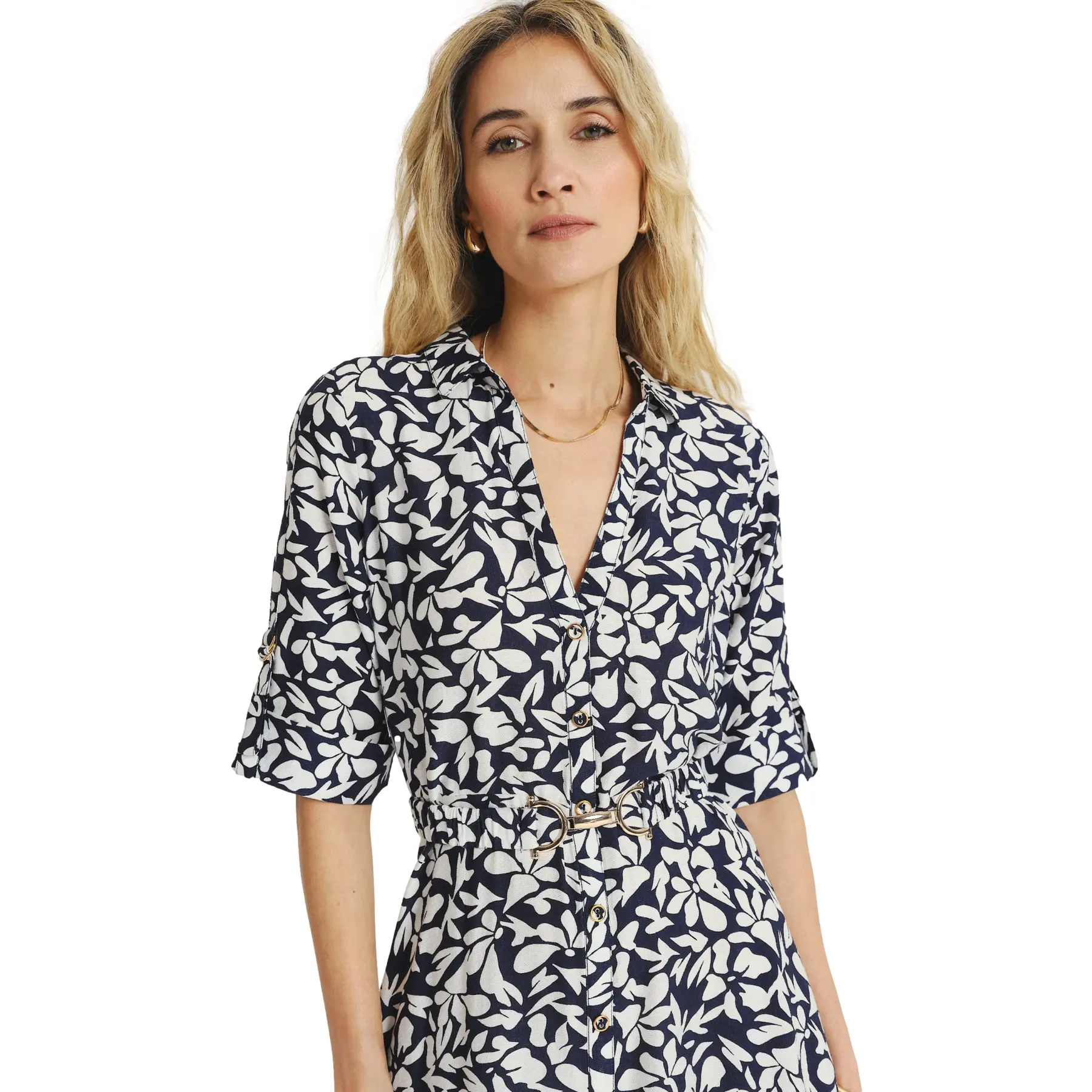 Blumenmuster Hemdblusenkleid Damen Greenpoint