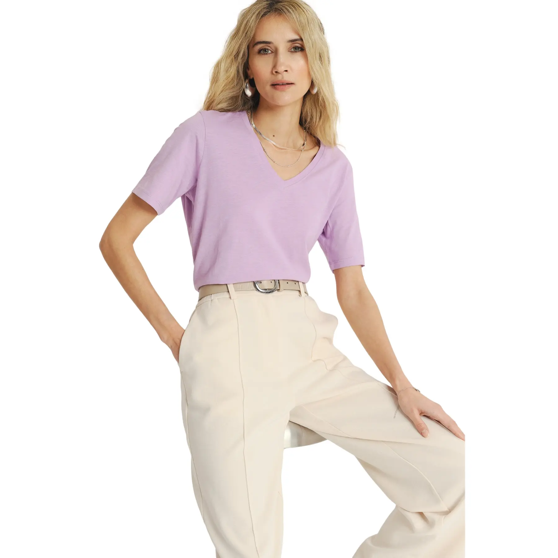 T-shirt da donna con scollo a V  Regular March