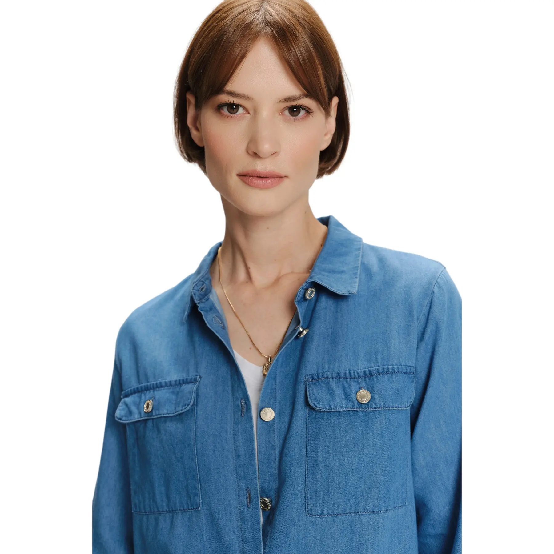 Camicia donna in denim a maniche lunghe