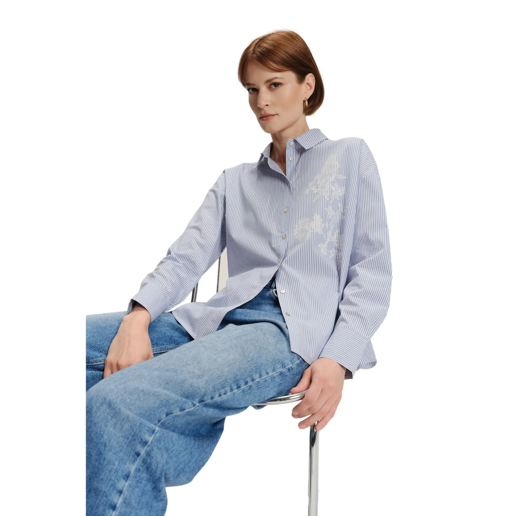 Camicia a maniche lunghe a righe donna