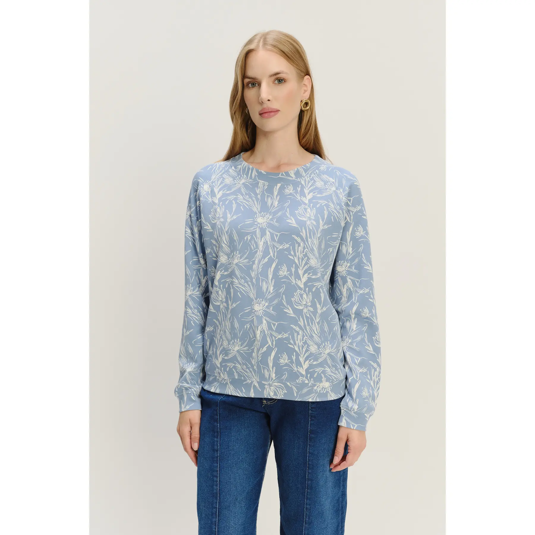 Damen Sweatshirt mit floralem Druck Greenpoint