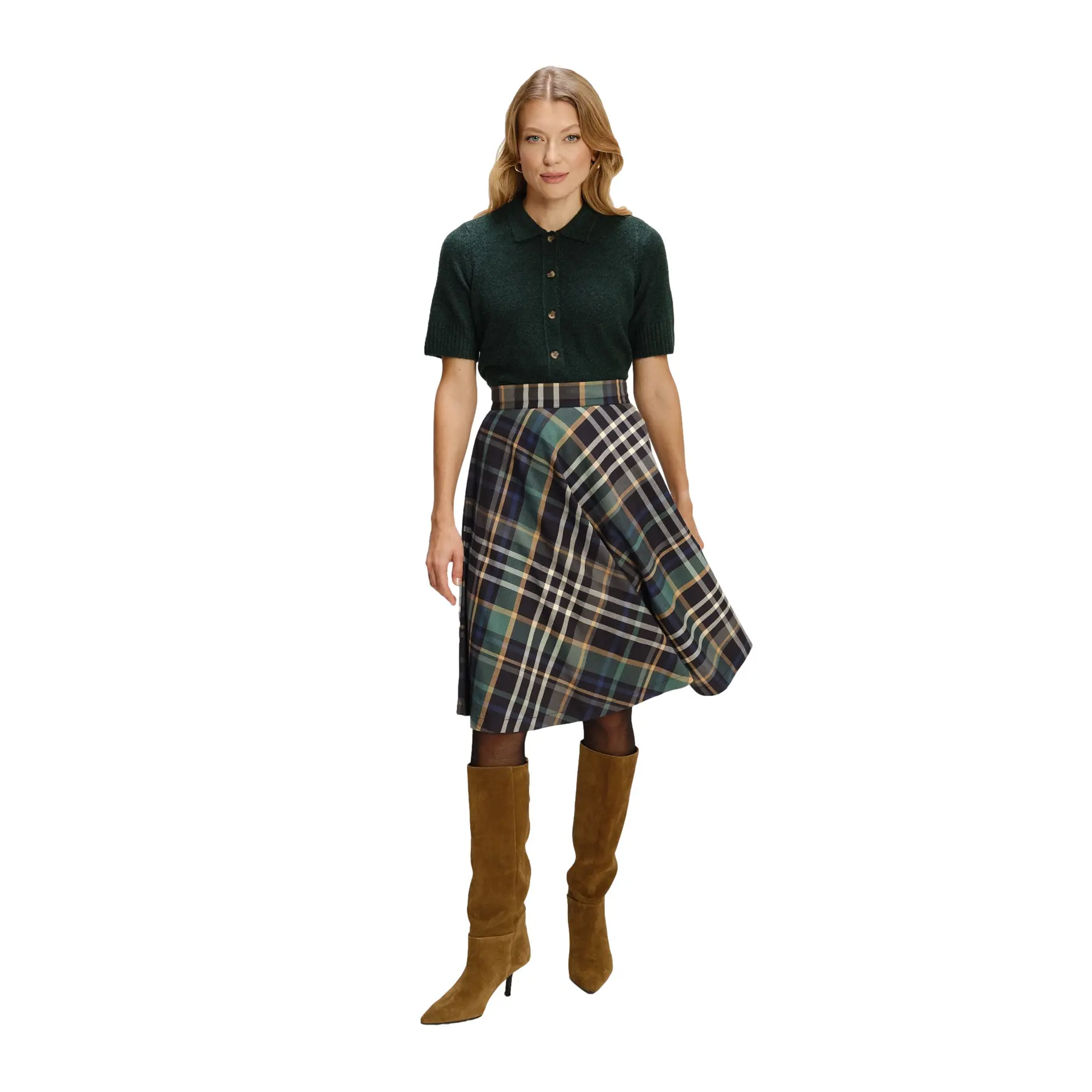 Gonna a quadri in viscosa donna