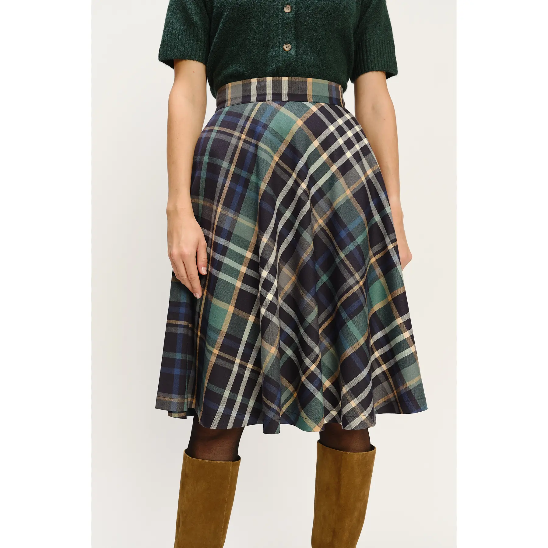 Gonna a quadri in viscosa donna