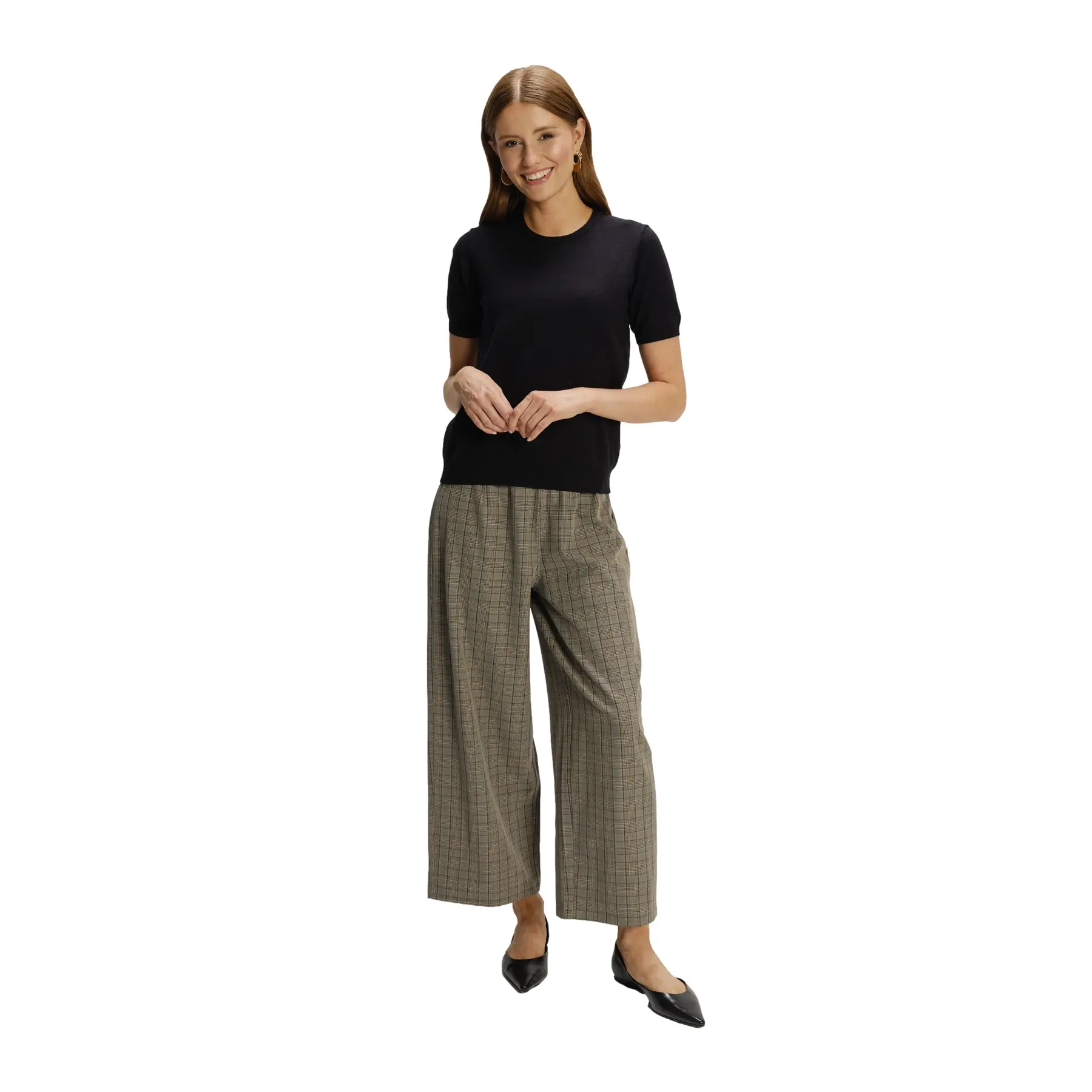 Pantaloni classici a quadretti donna