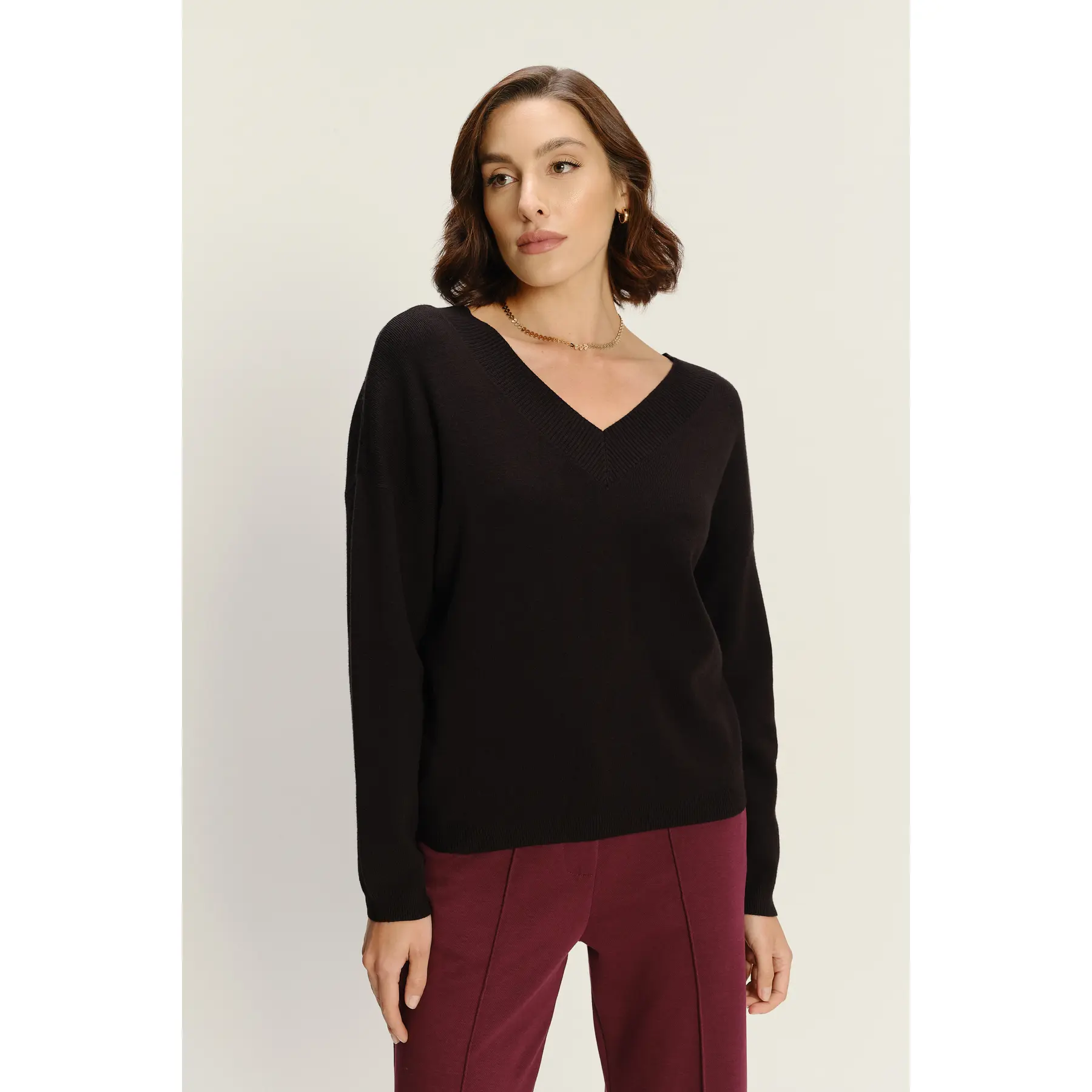 V-Neck Viscose Pullover Women Greenpoint