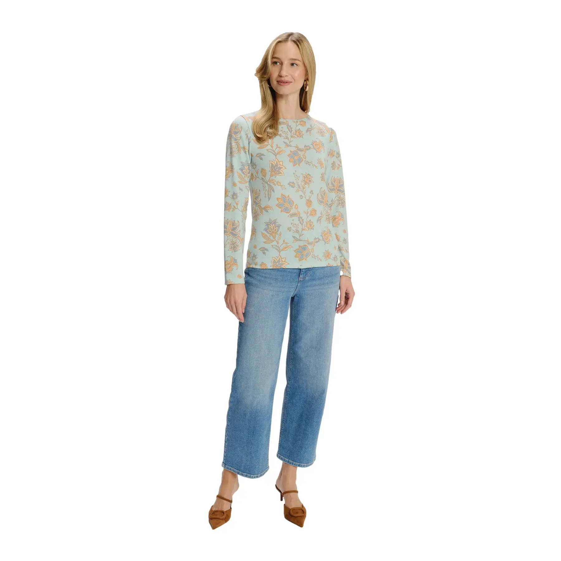 Pull aderente a fiori donna