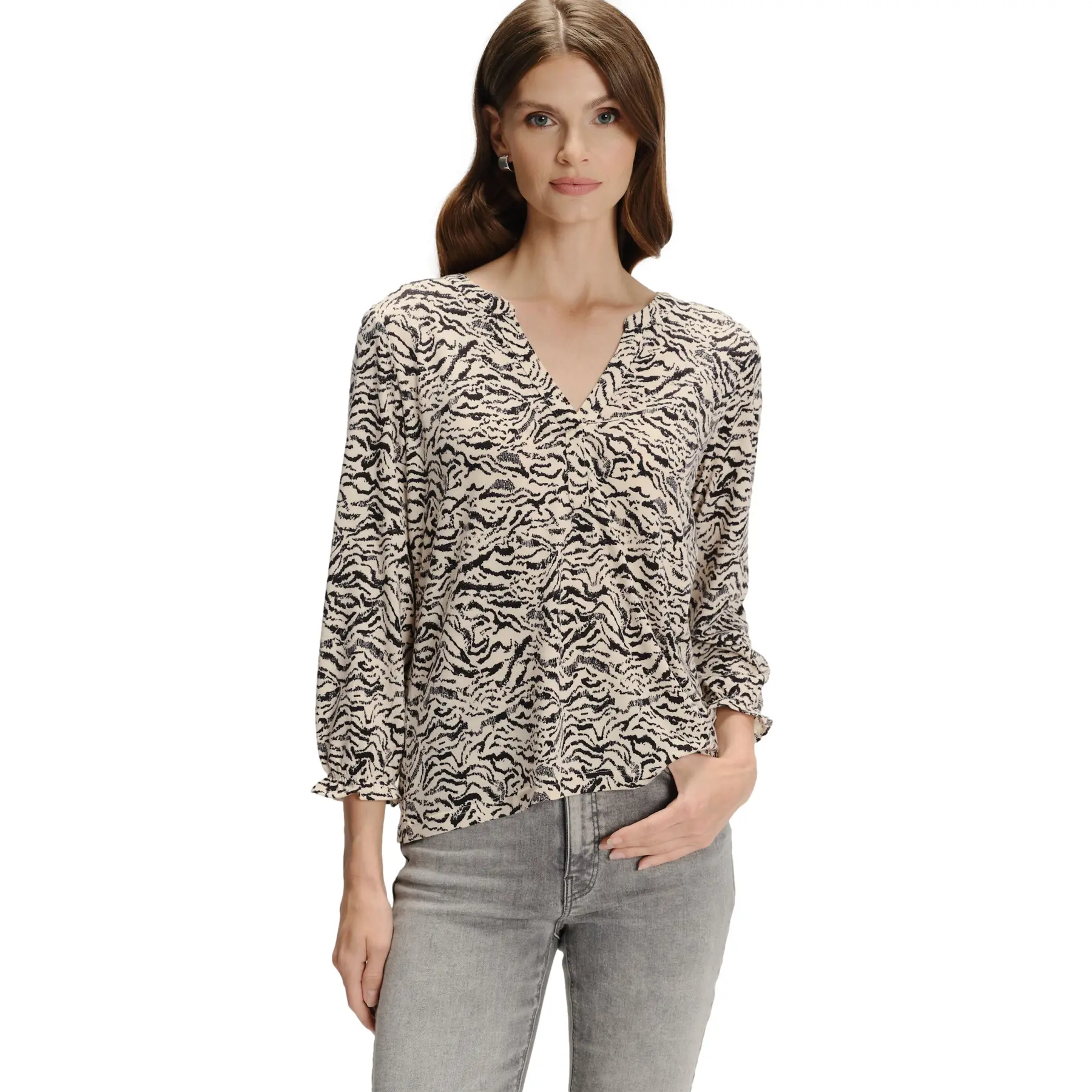 Blusa in maglia con stampa floreale donna