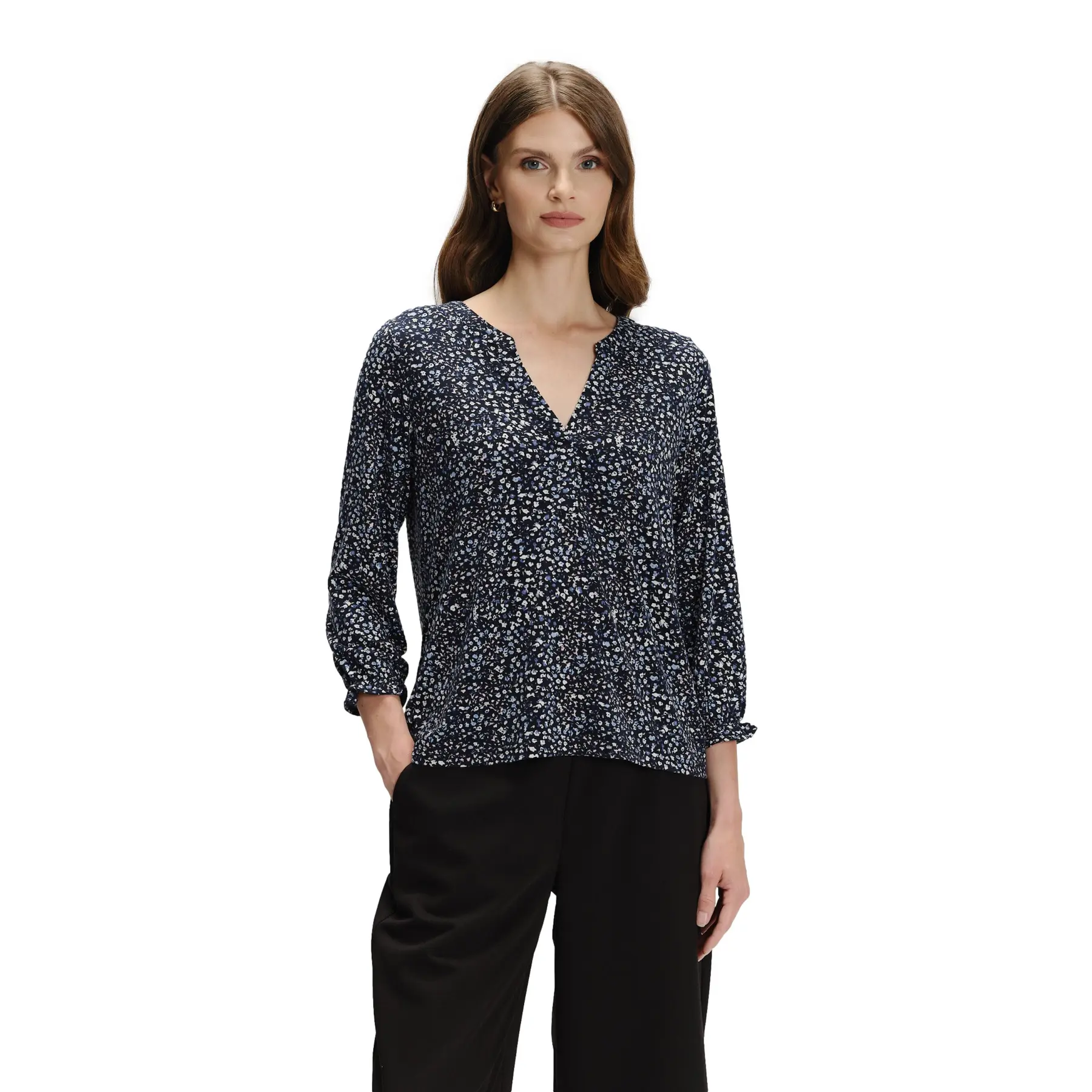 Blusa in maglia con stampa floreale donna