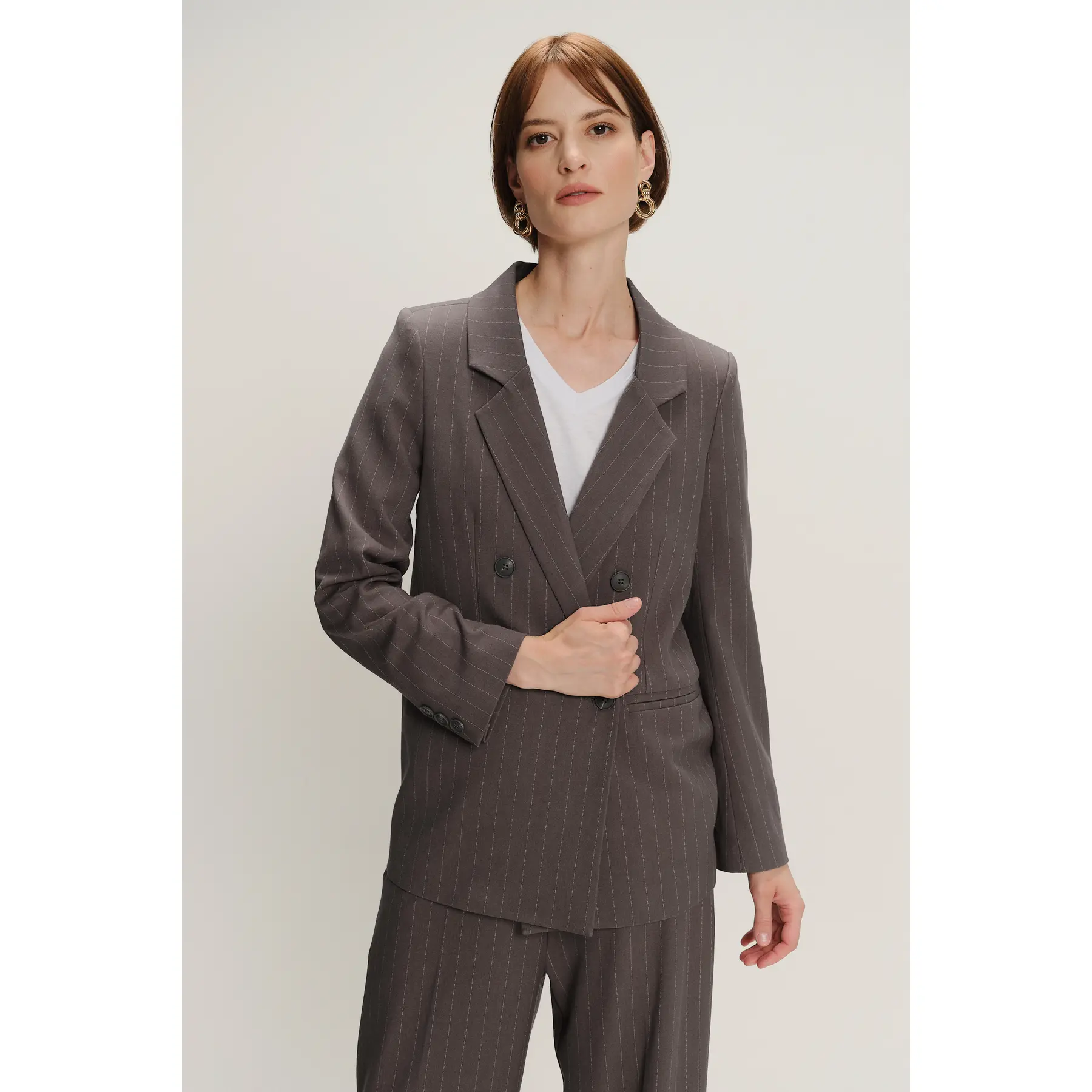 Elegant Striped Double-Breasted Blazer Women Greenpoint