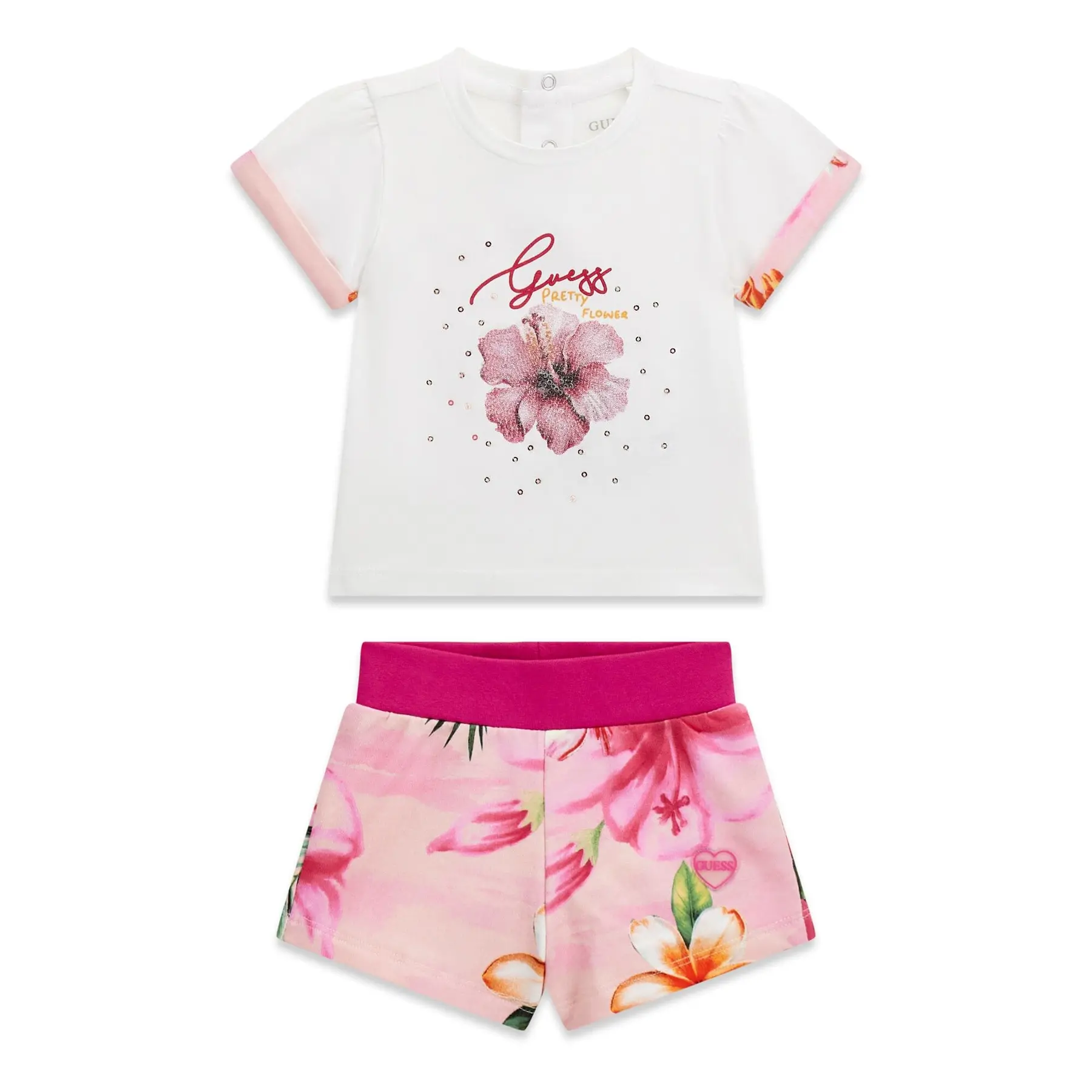 Baby-Mädchen T-Shirt und Short Set mit Logo Guess Active