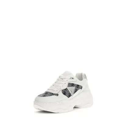 Guess Scarpe Sportive Con Plateau, Bianco E Blu, Dettaglio Glitter Argento, Bianco E Blu, 40 Eu-image