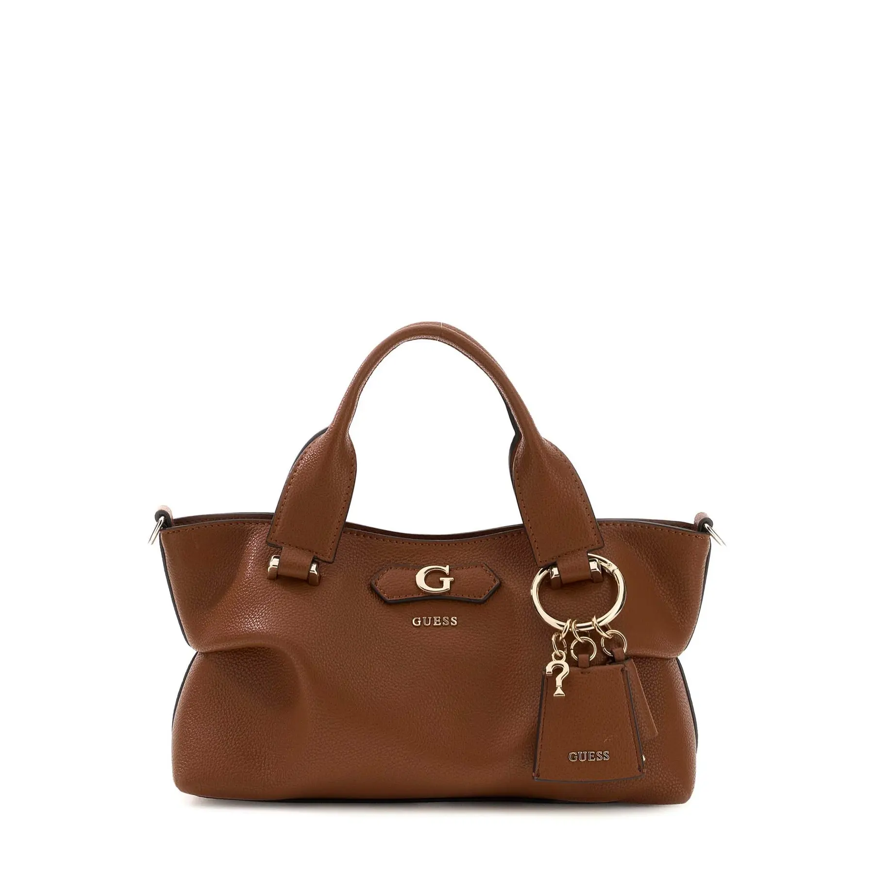 GUESS handtas schoudertas Suzy Mini 3 Compartment Satchel Cognac bruine