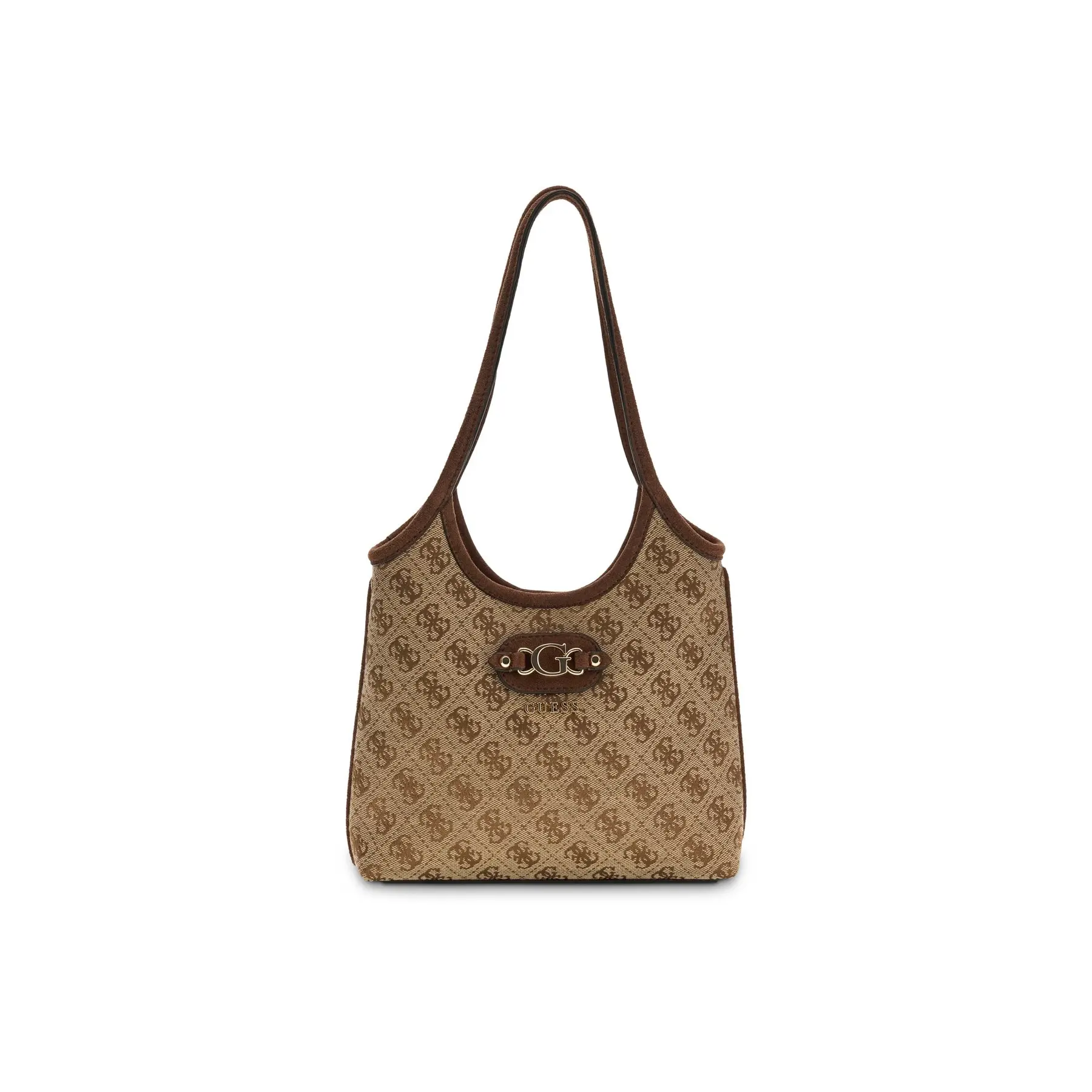 GUESS handtas schoudertas Samantha Mini Tote Latte Logo / Brown Lichtbruin