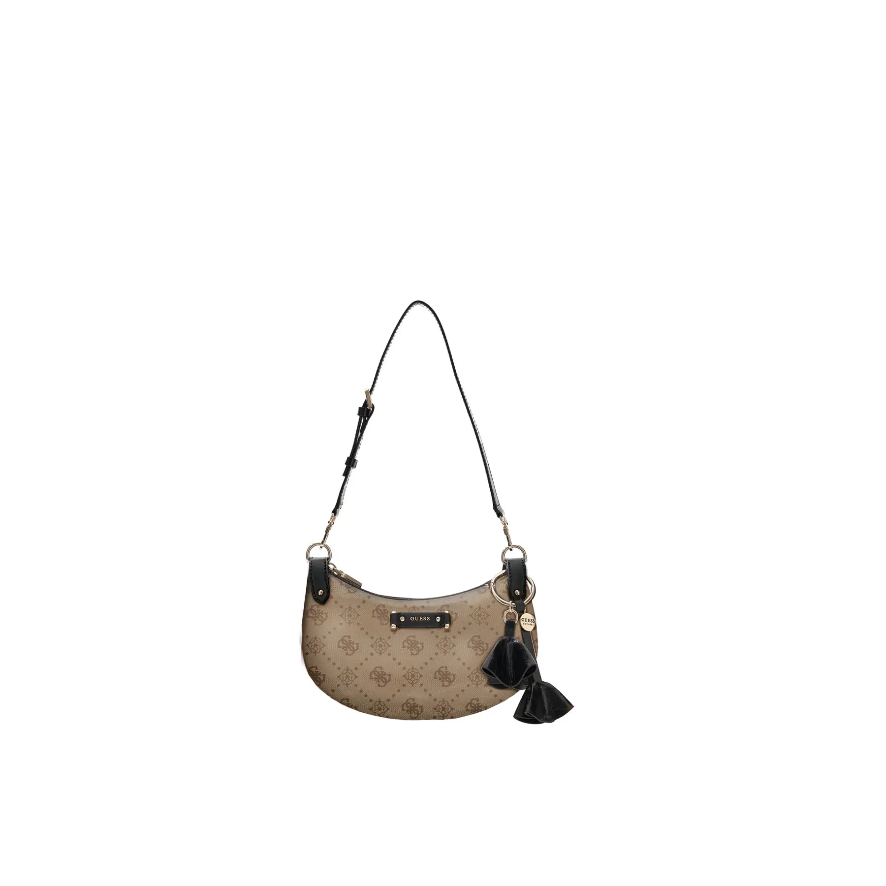 GUESS schoudertas Katie Convertible Shoulder Bag Latte Logo / Black beige