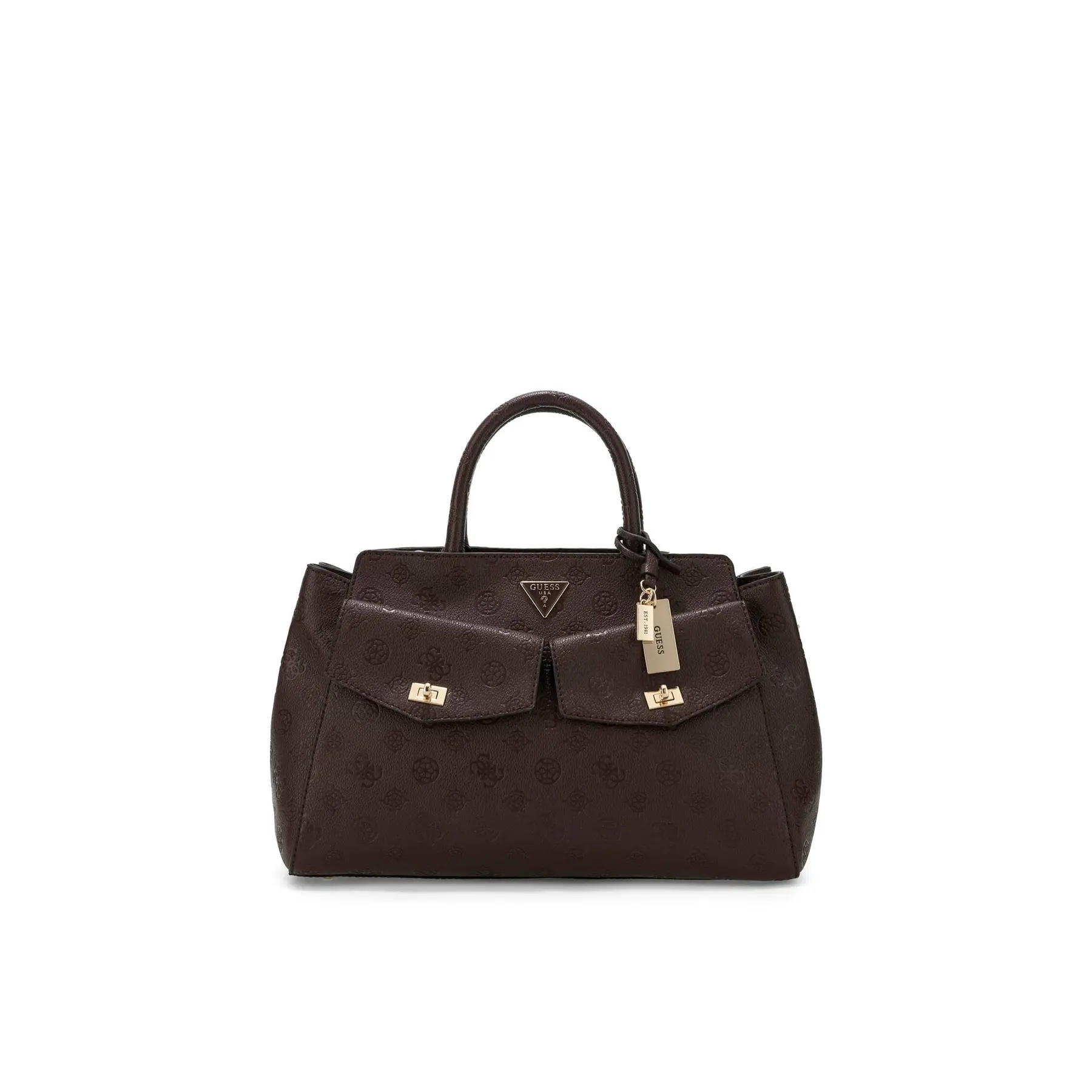 GUESS handtas schoudertas Blake Girlfriend Satchel Brown Logo donkerbruin