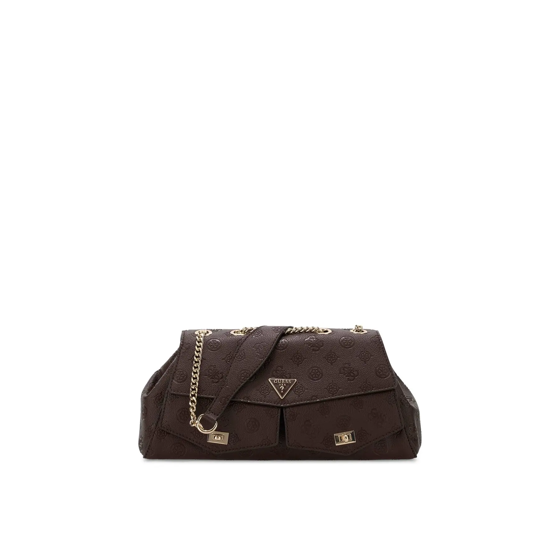 GUESS schoudertas Blake Convertible Crossbody Flap Brown Logo donkerbruin