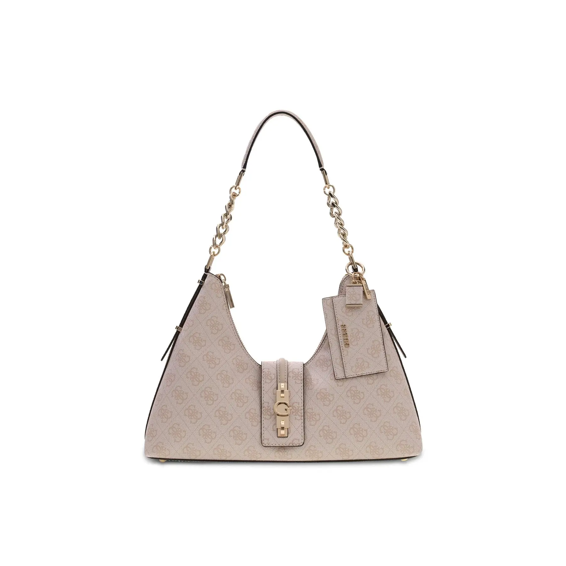 GUESS schoudertas Yvonne Logo Hobo Bag Stone Logo beige