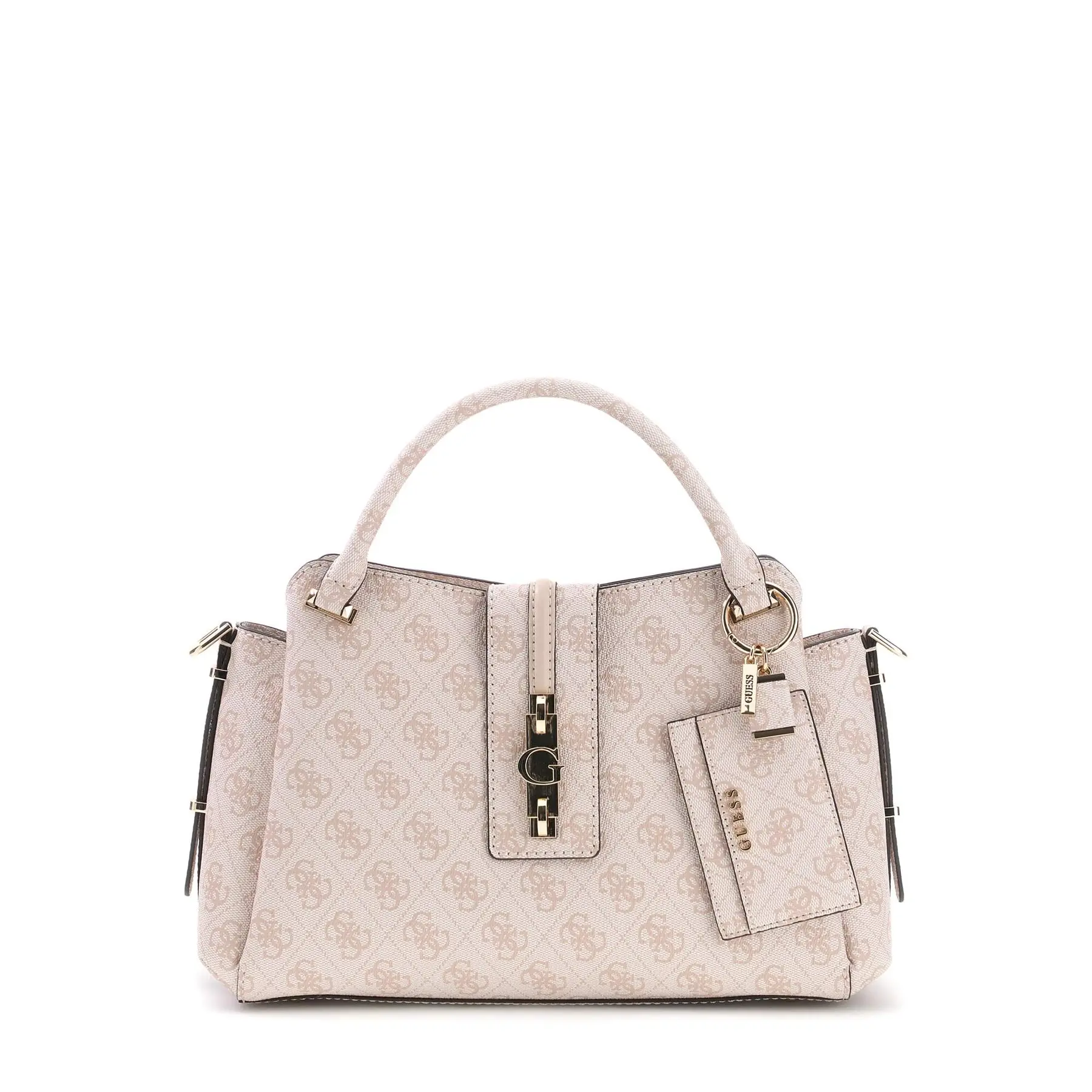 GUESS schoudertas handtas Yvonne Logo Girlfriend Satchel Stone Logo beige