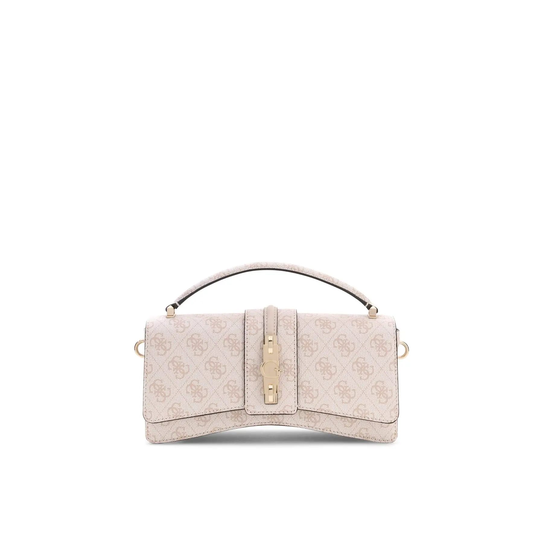 GUESS handtas schoudertas Yvonne Logo Mini Top Handle Flap Stone Logo beige