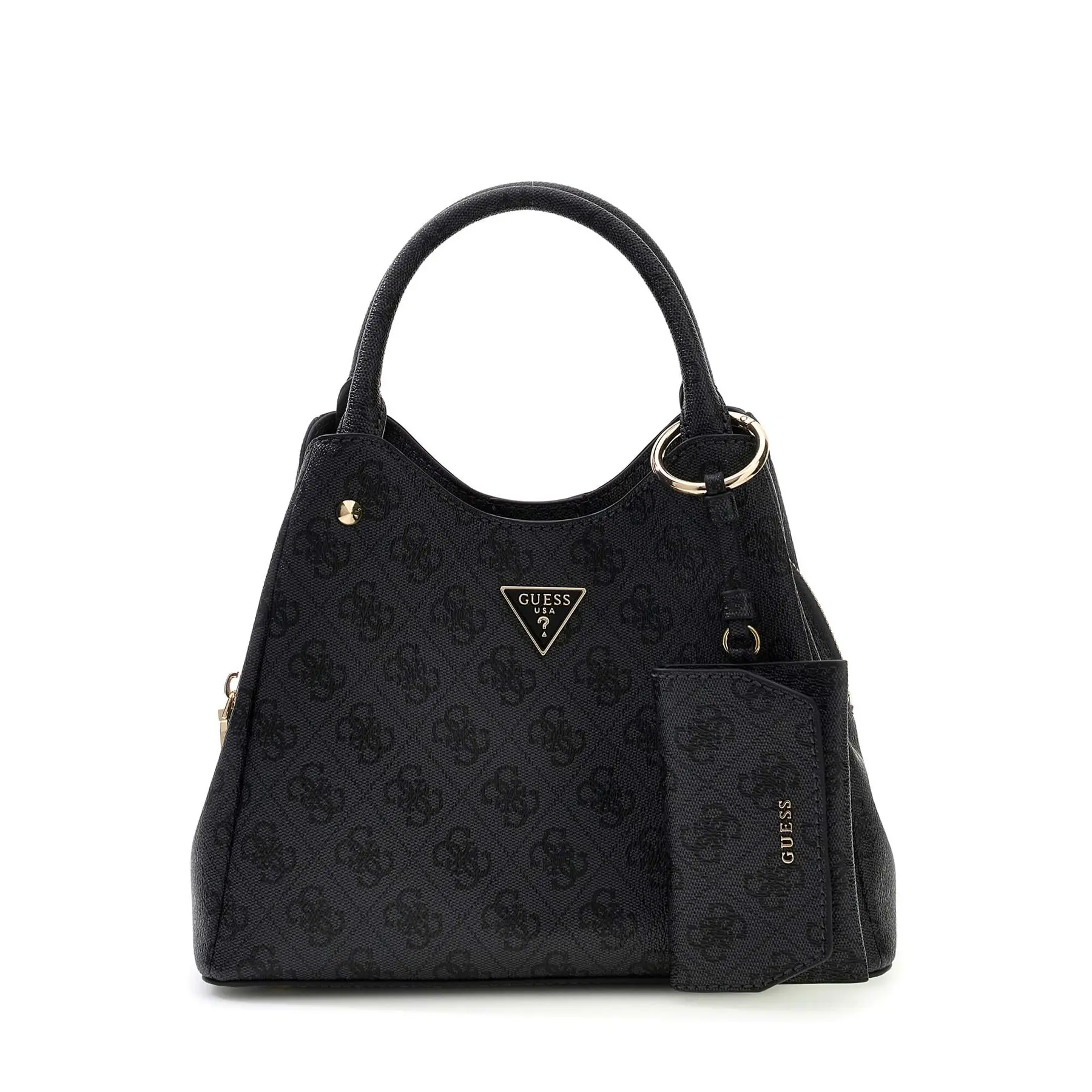 GUESS handtas schoudertas Lorella Logo Girlfriend Tote Coal Logo donkergrijs