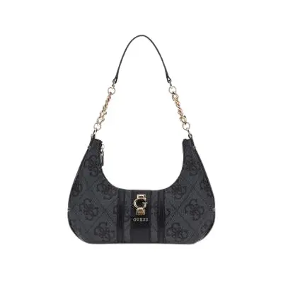 Guess Borsa A Tracolla Erenia Top Zip Shoulder Bag Coal Logo Grigio Scuro-image