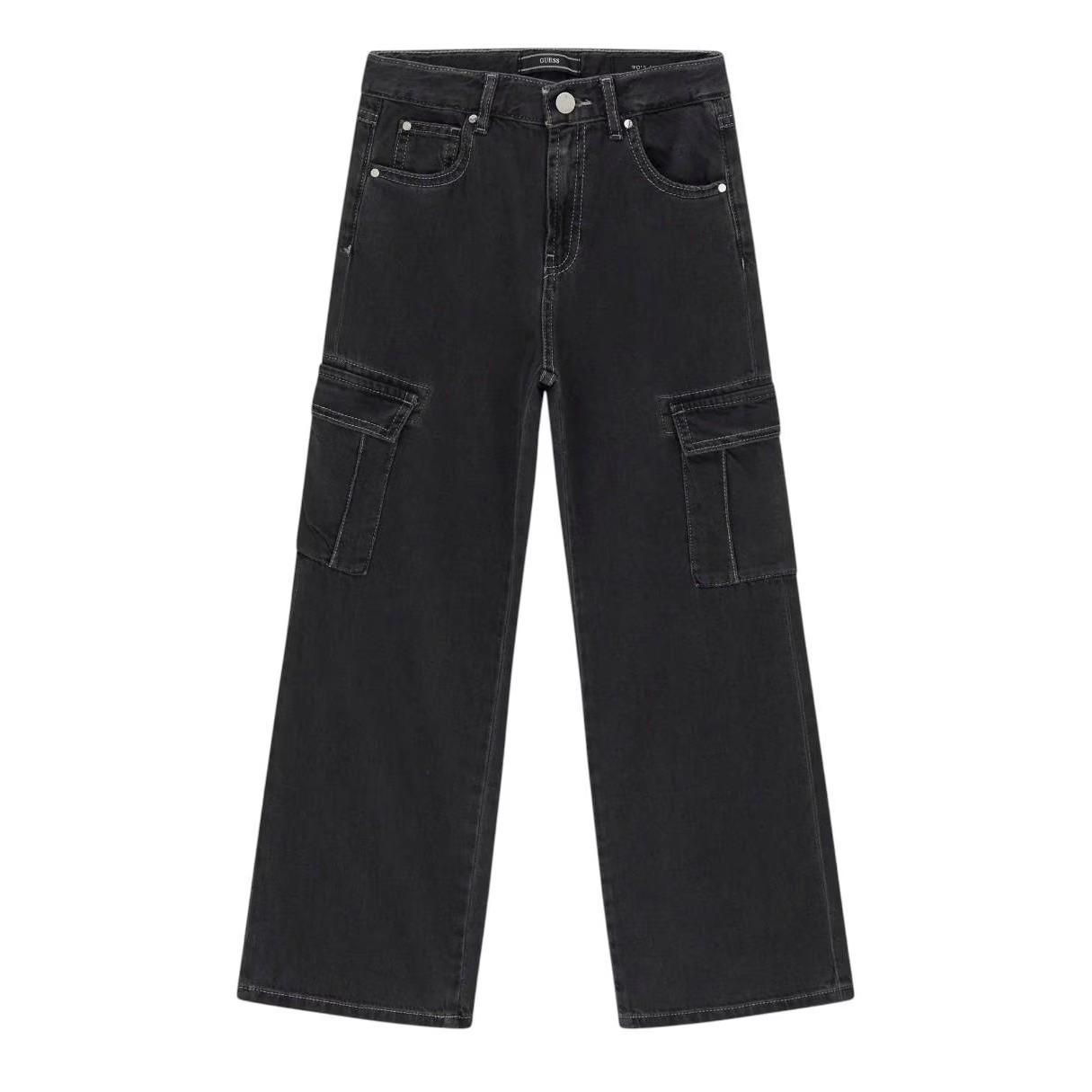 7628907698989 - Mädchen weite Bein Jeans mit Cargo-Taschen 90S
