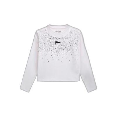 7628907725616 - Langärmliges T-Shirt mit Strass-Logo für Mädchen Midi