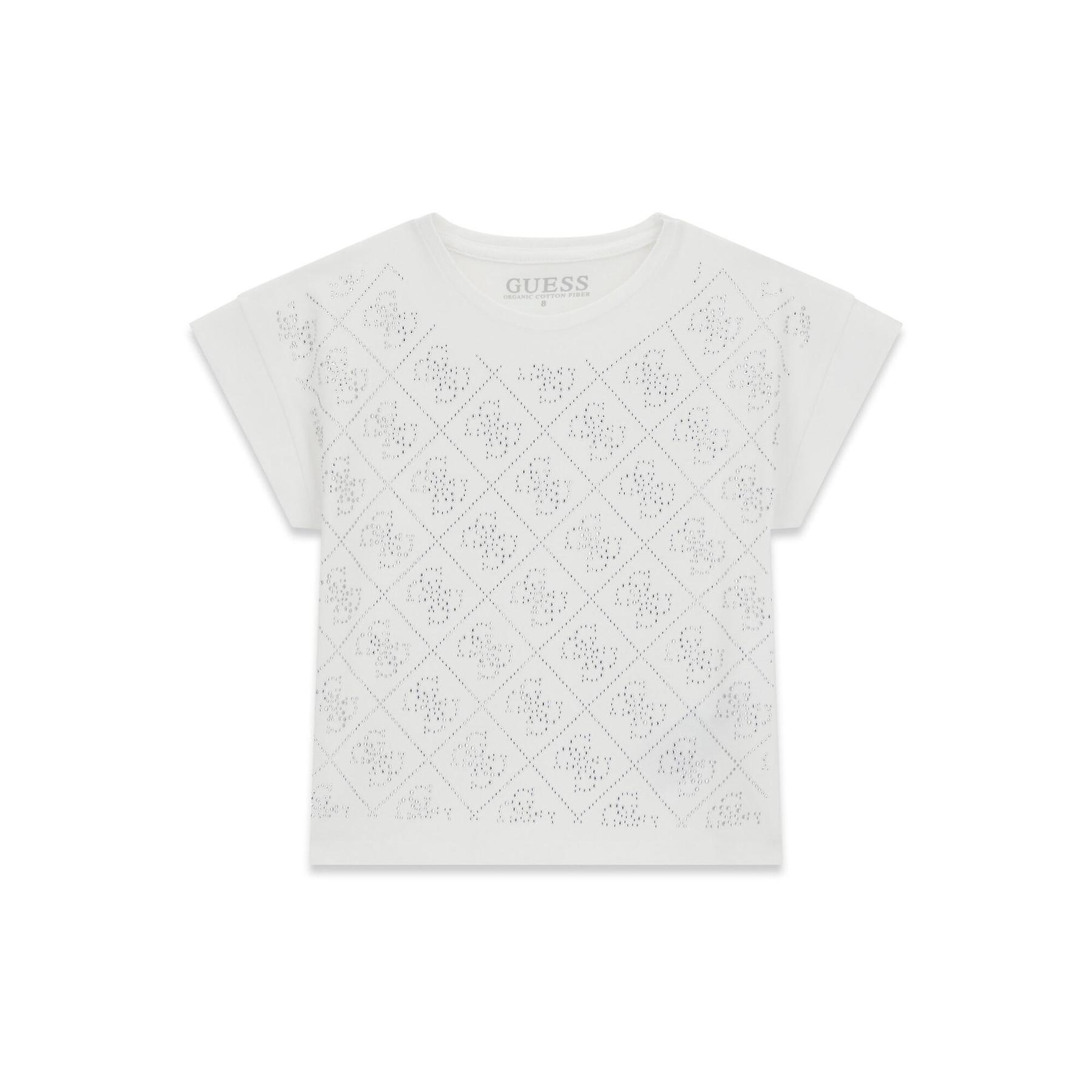 7620837687965 - Mädchen T-Shirt midi mit 4G-Logo aus Strass Guess