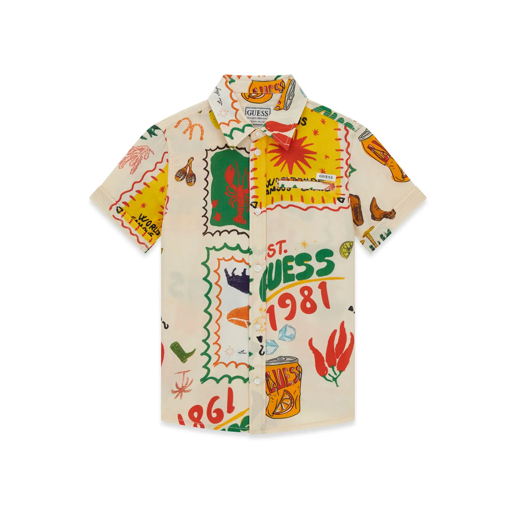 7621235855765 - Kurzarm-Popeline-Hemd aus Viskose für Kinder Guess