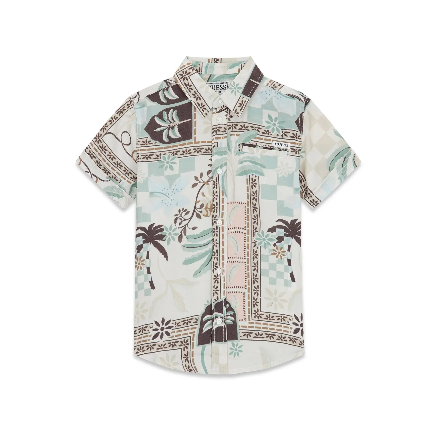 7621235855611 - Kurzarm-Popeline-Hemd aus Viskose für Kinder Guess