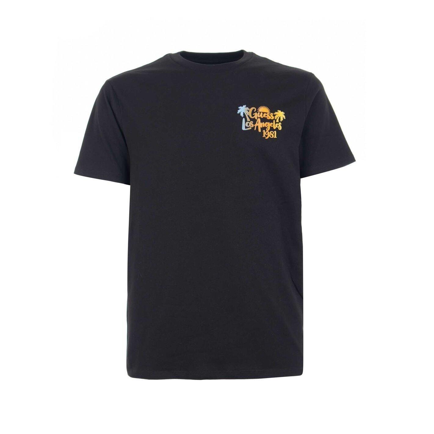 7628907099083 - Basics T-Shirt mit tropisch verlaufenden Farben Guess