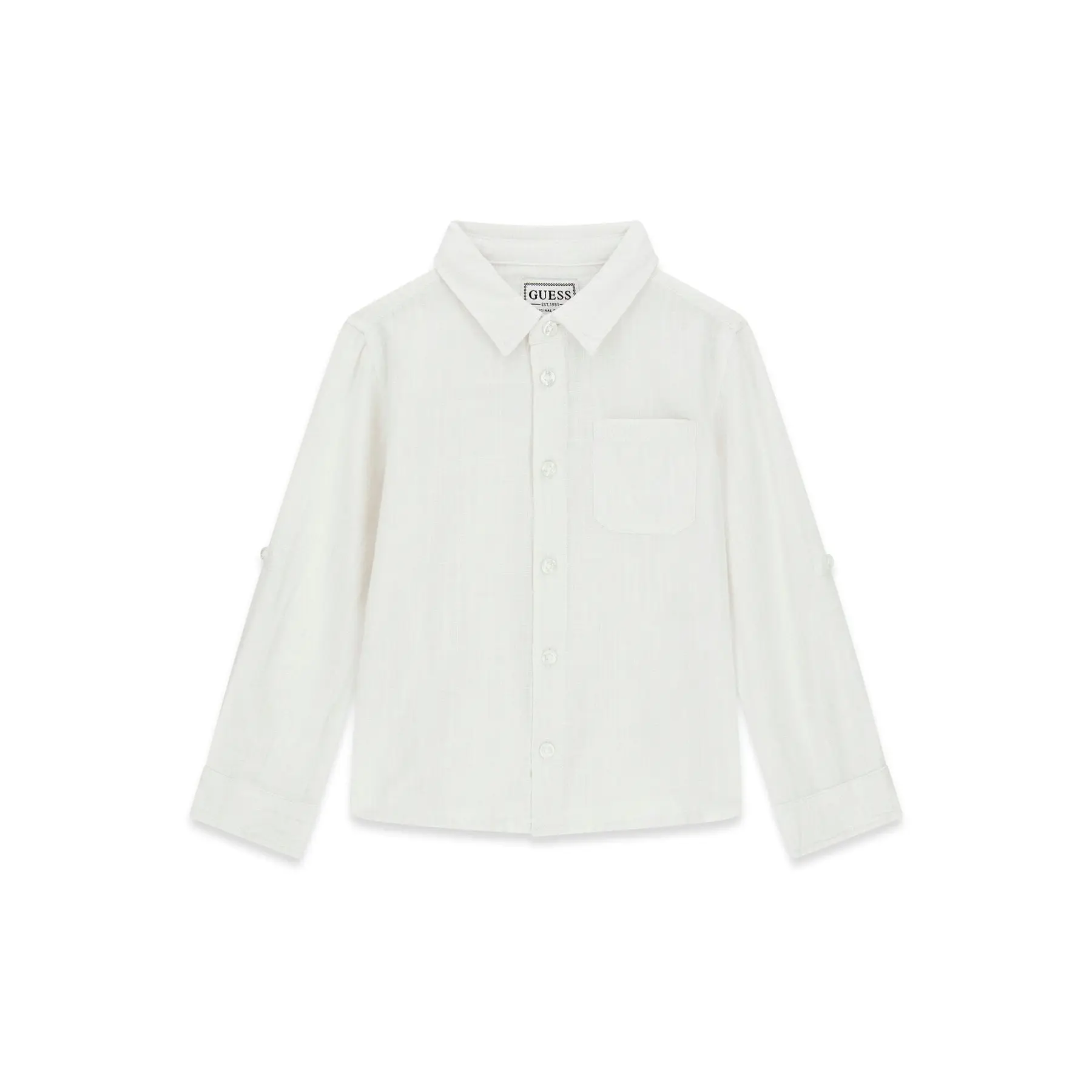 7621235785215 - Langärmliges Kinderhemd aus Viskose-Leinen Guess