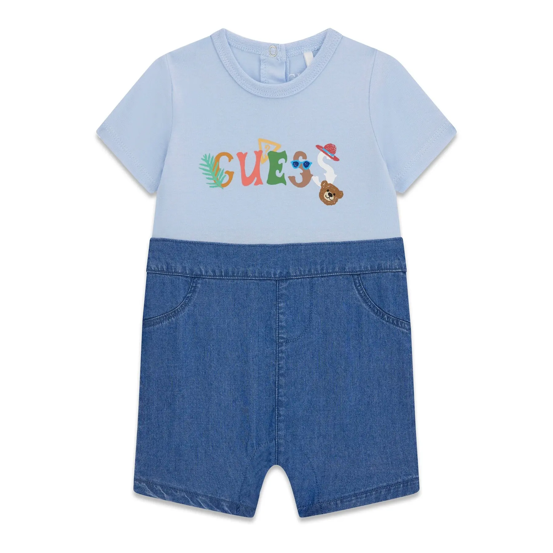Baby boys' short romper Guess Mixed Fabric